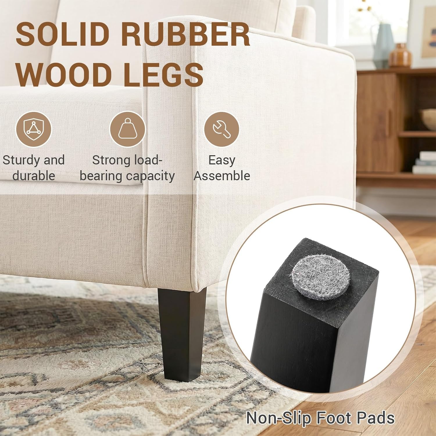 Clevich Poltrona Salotto In Ciniglia Stile Retrò E Schienale Gambe In Legno Poltrona Imbottita Con Braccioli Relax Per Salotto Soggiorno Caffè Camera Da Letto (1pc, Beige)