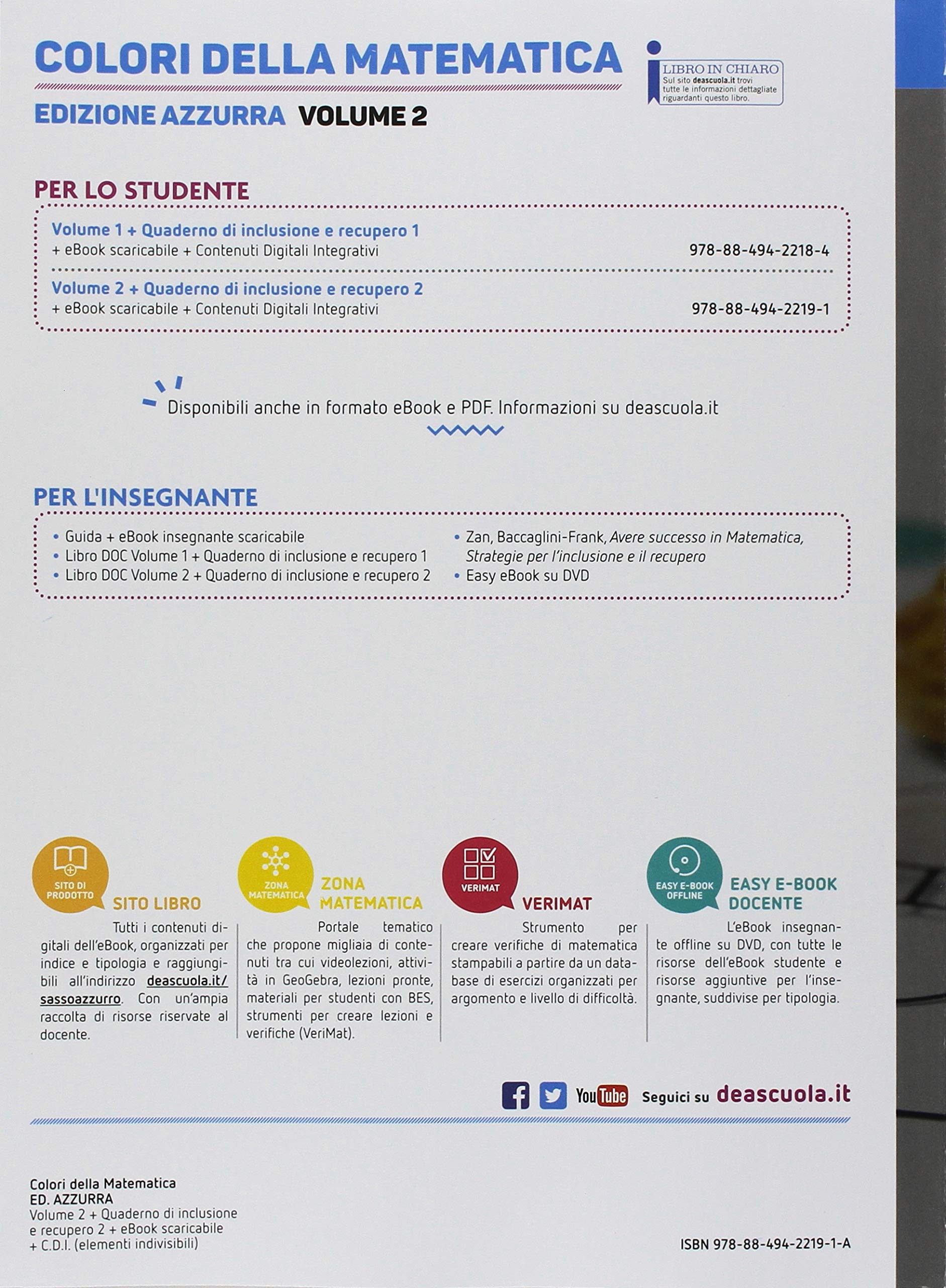 Colori della matematica. Ediz. azzurra. Con Quaderno di inclusione e recupero. Per il biennio del Liceo classico. Con ebook. Con espansione online (Vol. 2)