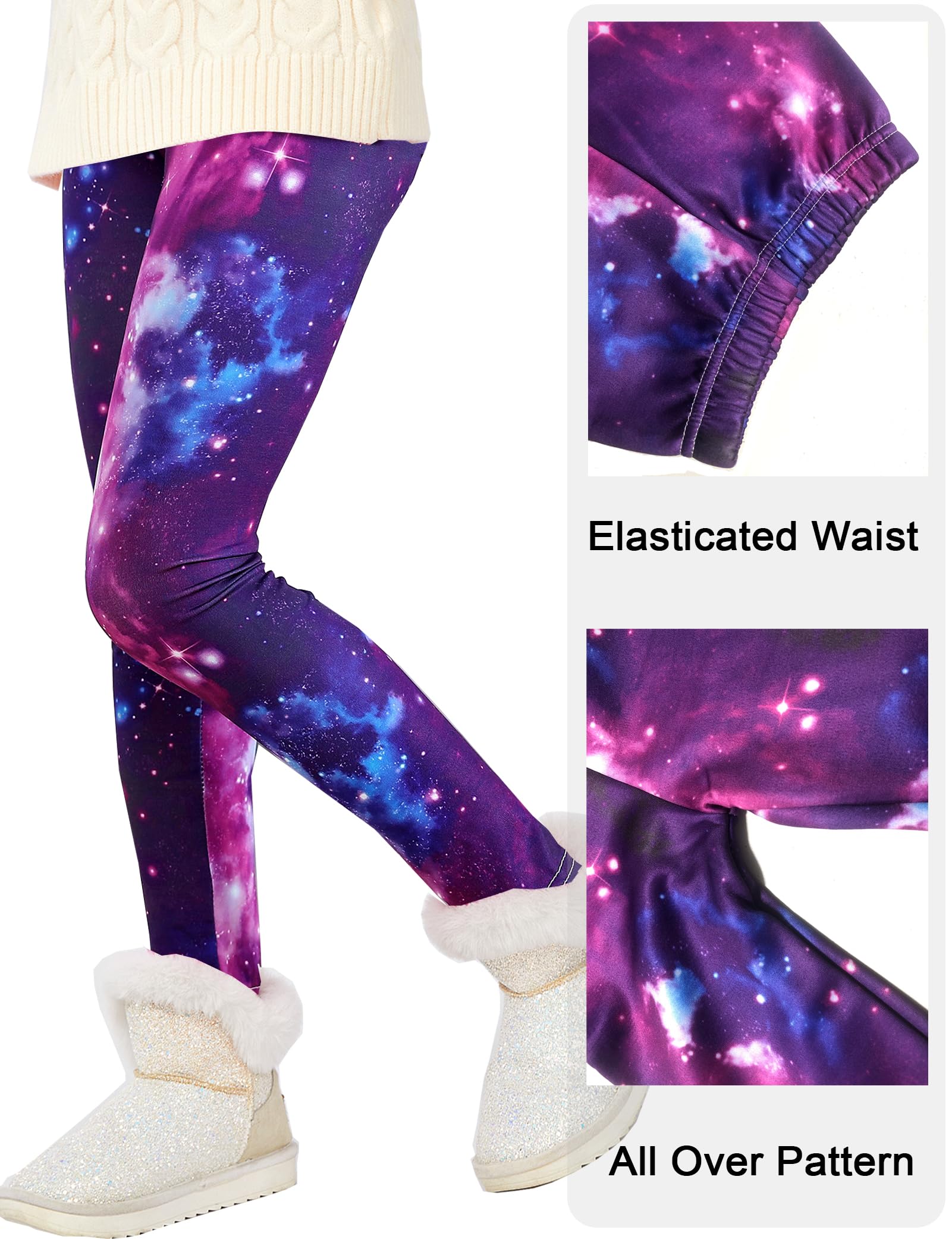 Kiench Leggings de invierno para niña, forrados, gruesos, 2 unidades