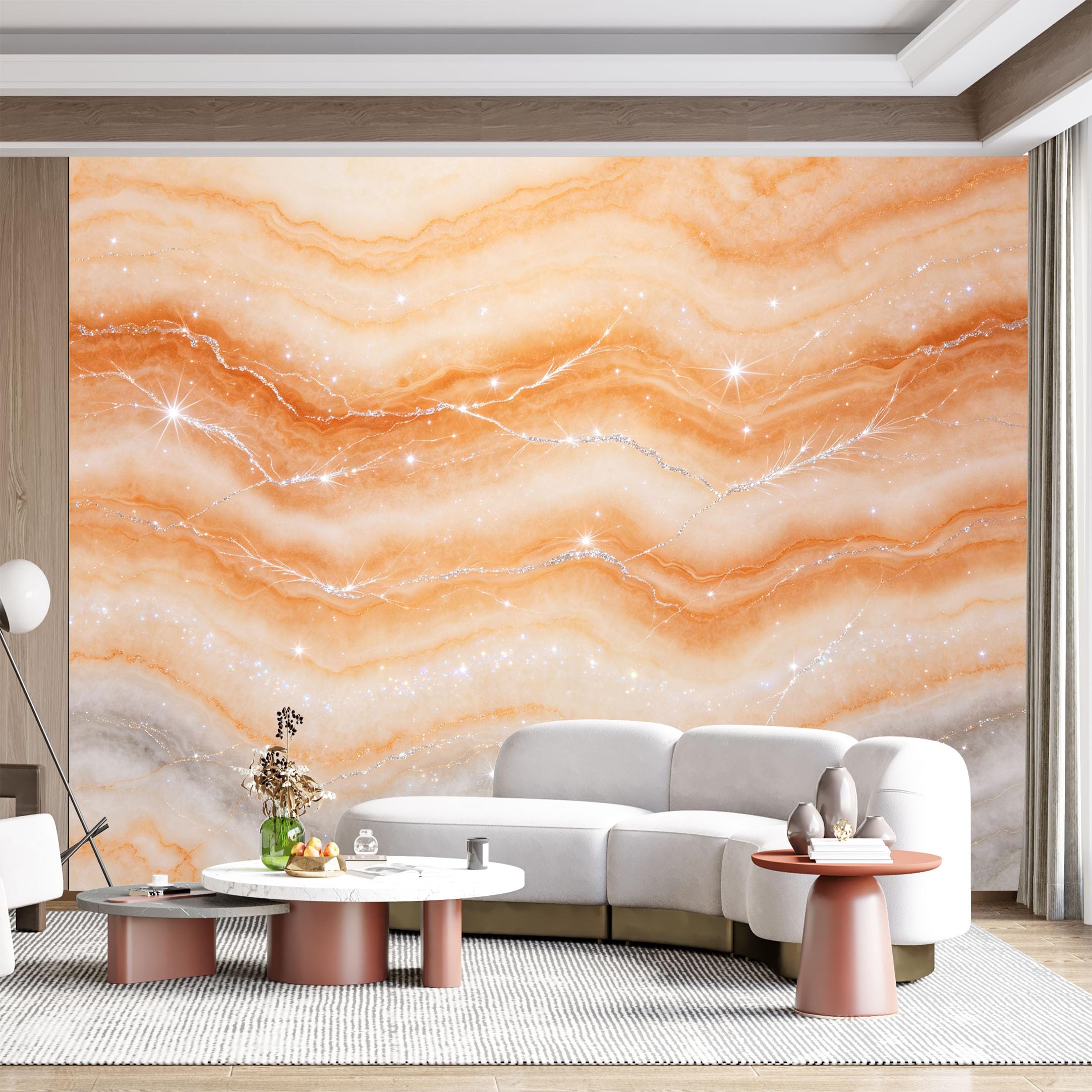 Custom Size Wall Mural Marble Veins Glitter Sparkle Abstract Stone Texture Effect SelfAdhesive Wall Fabric Removable for Home Office Decor