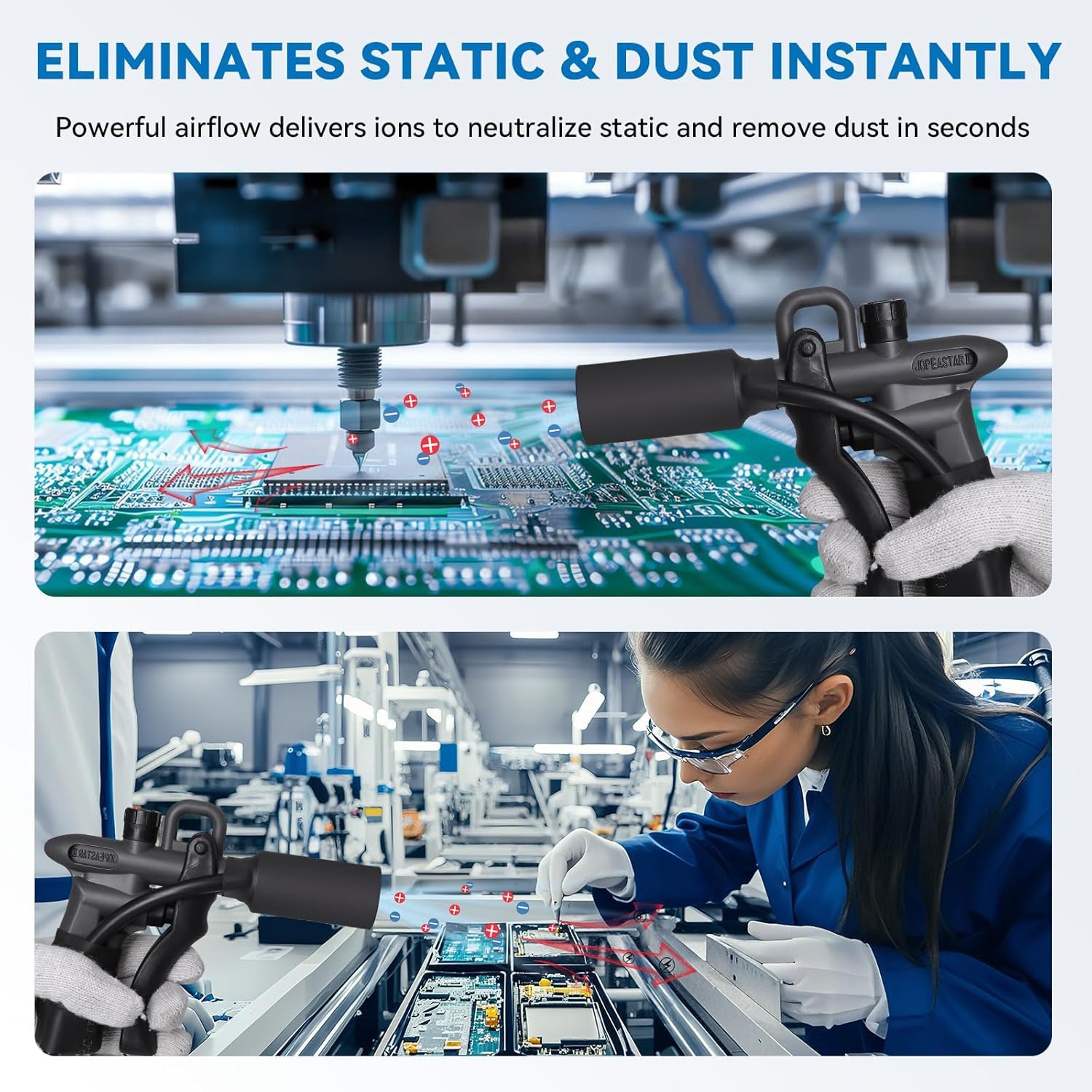 YUCHENGTECH ESD Pistola Antistatica Pistola ad Aria Ionizzante Eliminatore Statico con Generatore ad Alta Tensione 7.0KV per Eliminazione Dell'elettricità Statica