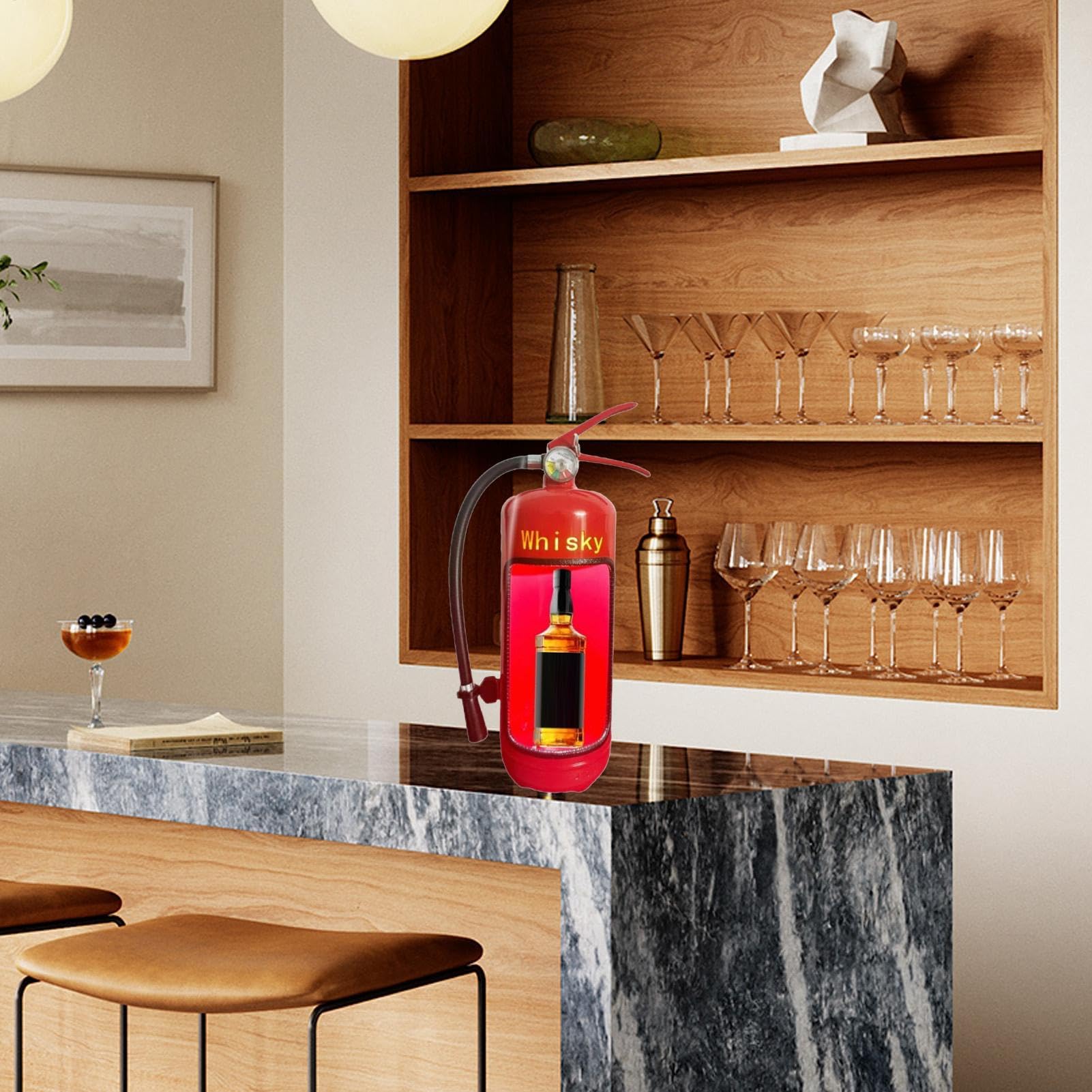 Extintor para botellas de vino, extintor para cajas de vino - Almacenamiento de portabotellas de bebidas - Nuevo sistema de almacenamiento de portabotellas de vino de hierro para bombero amante del