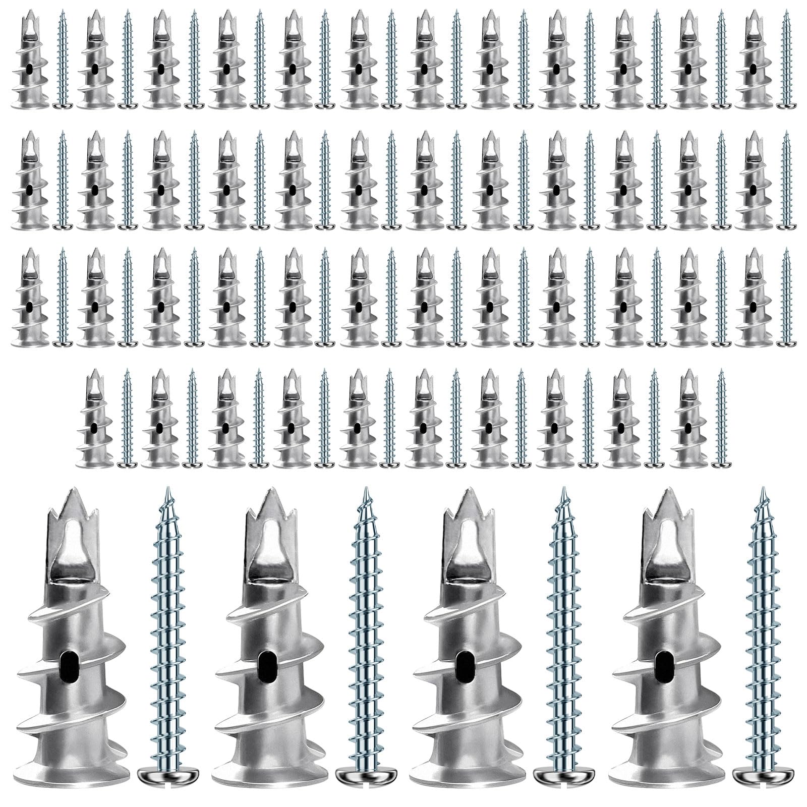 Rigipsdübel, 50 Selbstbohrender GipskartondüBel Metall mit 50 Schrauben, Rigipsdübel Metall Zur Befestigung an Beton, Ziegeln, Trockenbauwänden