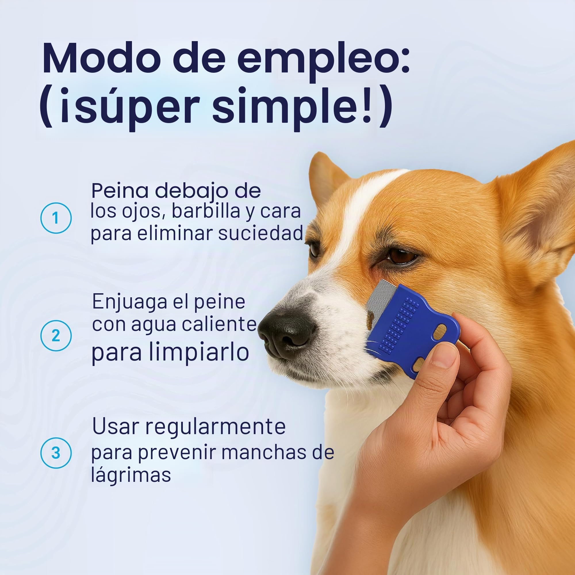 Petpost | Peine Cepillo Limpiador de Manchas Oculares para Perros – Con Dientes Extra Finos para Quitar Eficientemente Costras y Mucosidad a tu Shih Tsu o Maltés