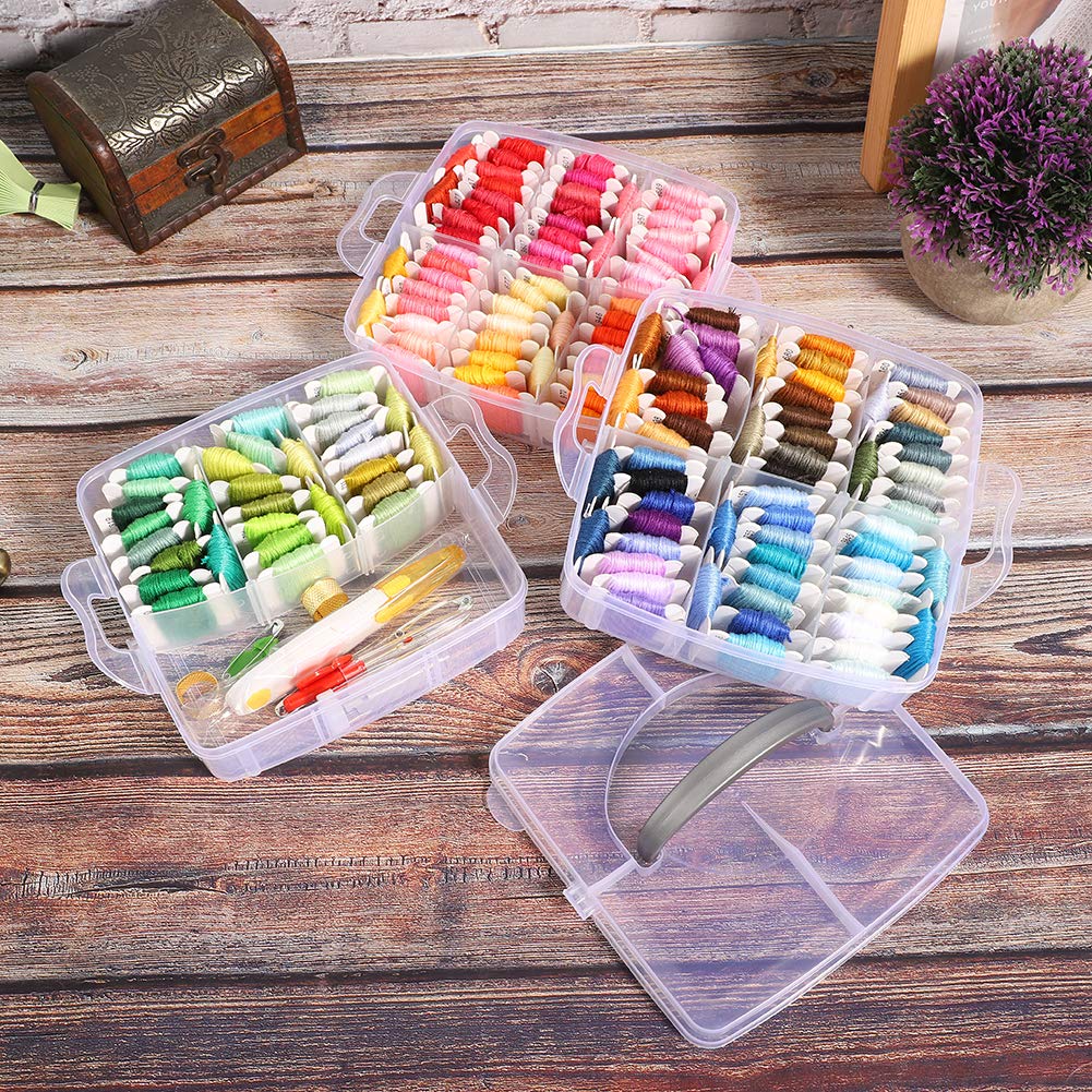 HEEPDD Kits de Hilo de Bordar, Juego de Punto de Cruz de Hilo de Algodón con Caja Organizadora, Bueno para Manualidades y Pulseras de la Amistad