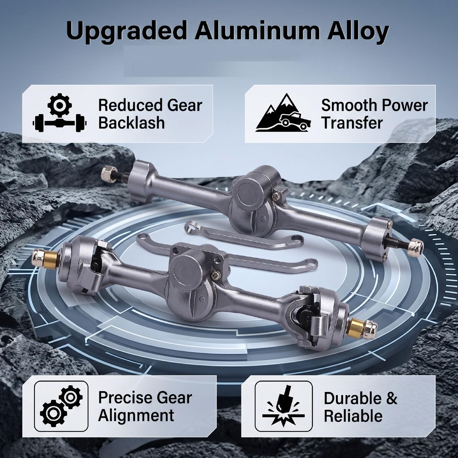 Eje Delantero y Trasero RC, Construcción de Aluminio (Silver)