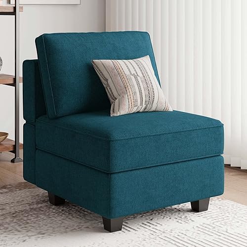 Belffin Sofá seccional modular de tela Módulo de asiento medio Sofá Side Configuración libre Seccional Medio Azul pavo real