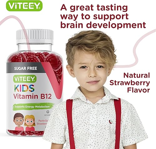 Miniatura 6 de Vitamina B12 sin azúcar para niños 1000 mcg potenciador de energía y metabolismo apoyo de energía natural para adolescentes niños y niños pequeños