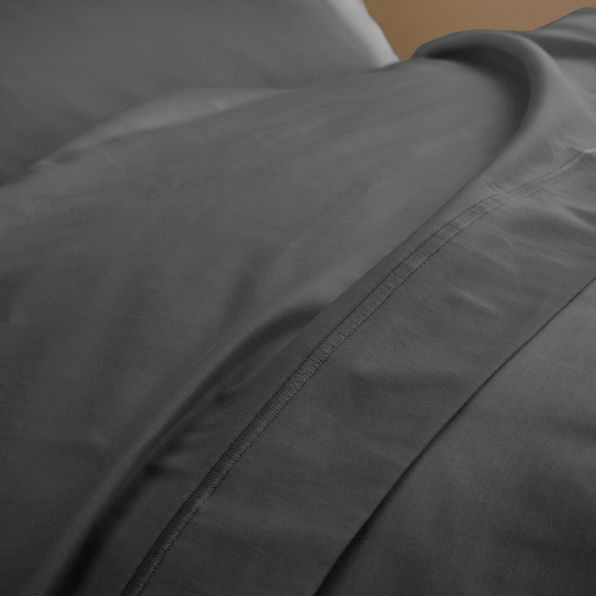 Drap Plat Prestige 100% Satin de Coton Peigné 120 Fils/cm² Coton Pur (Graphite, Drap Plat 270 x 300 cm)