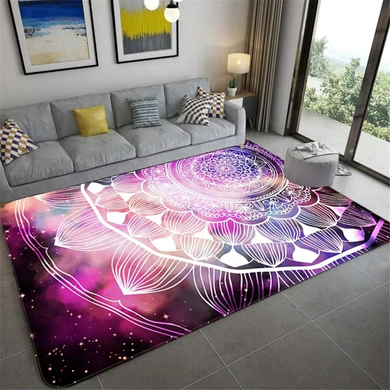 Cadeau de tapis de sol de jeu enfant violet à motif mandala