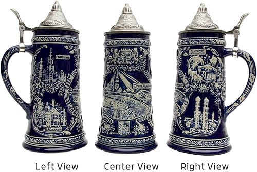 Miniatura 4 de Essence of Europe Gifts E.H.G 0.85 litros  OktoberfestHaus Alemania Stein Famous Landmarks Bier Krug Taza de cerveza grabada con tapa Taza de