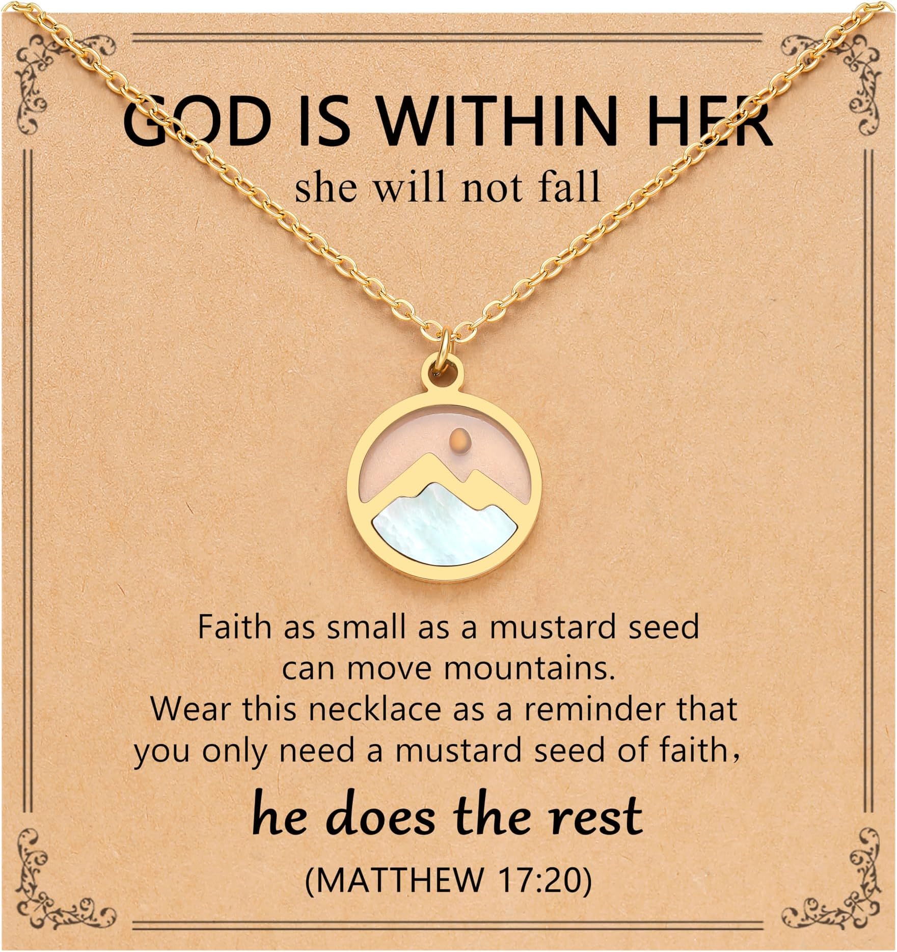 Silver/Gold Moving Mountains Mustard Seed Faith Necklace, Inspirational Christian Gifts for Teen Girls & Women