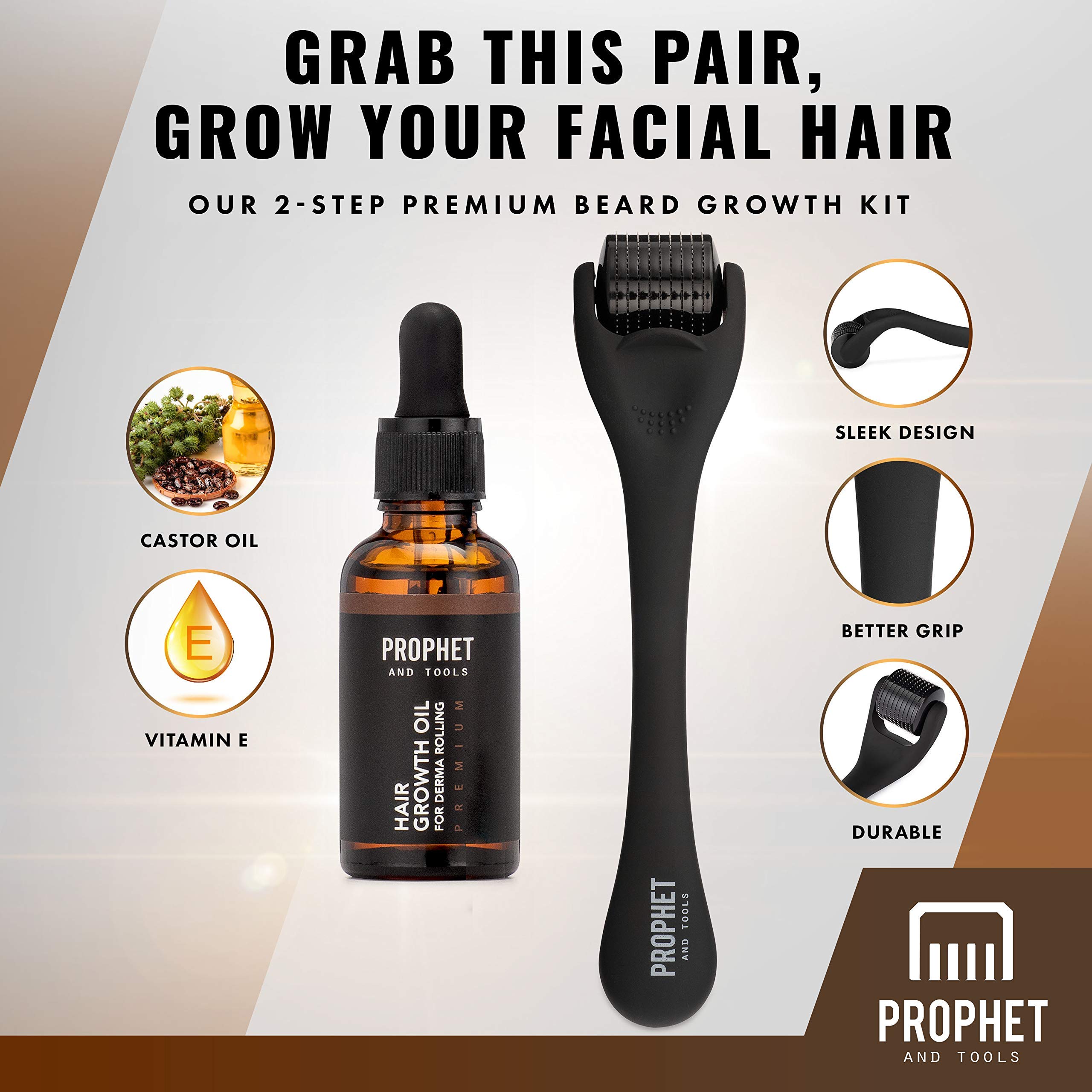 Prophet & Tools Mens Beard Growth Kit Micro Derma Roller for Hair