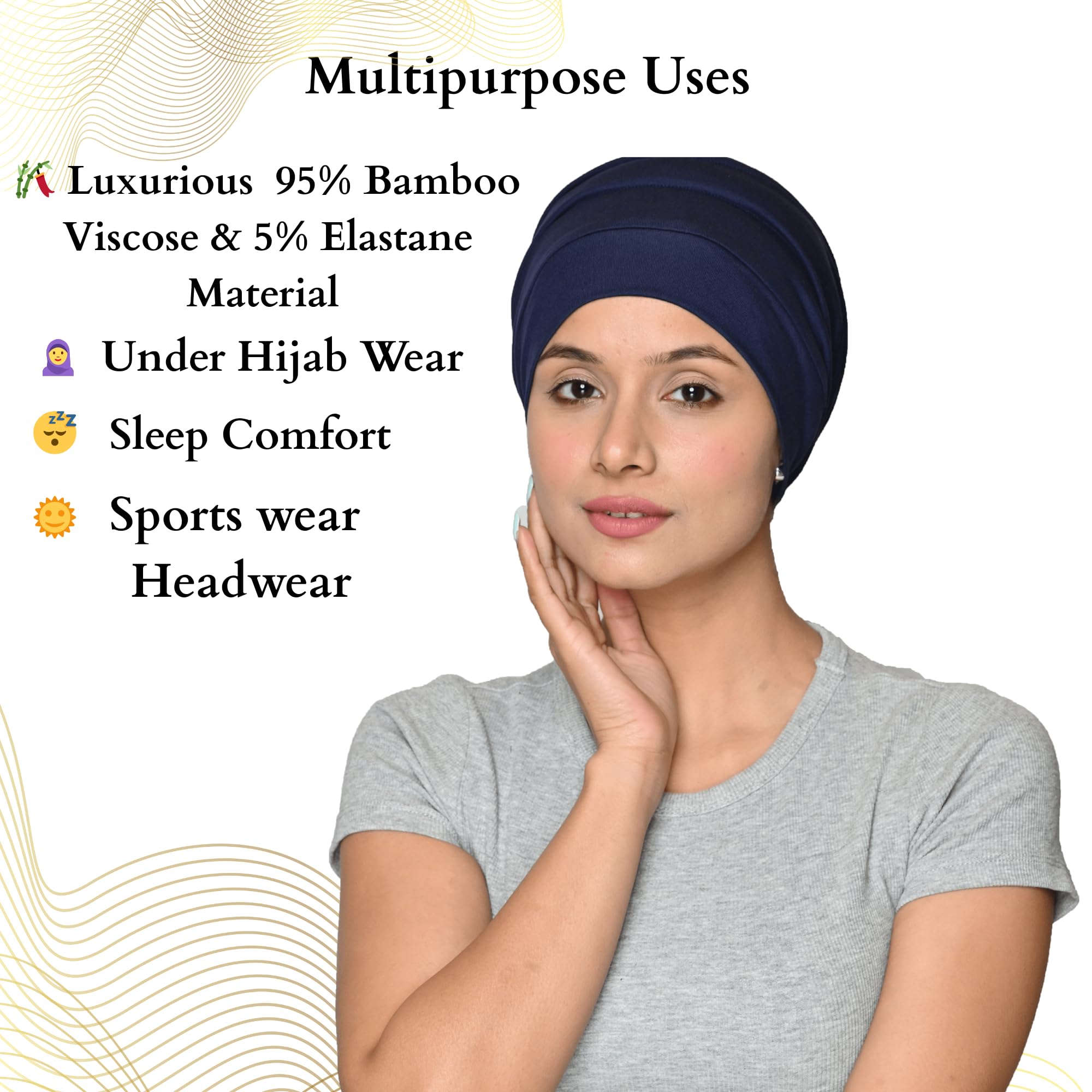 chemio Morbido Slouchy Slouchy Berretto di bambù per Le Donne, Turbante per la Caduta dei Capelli
