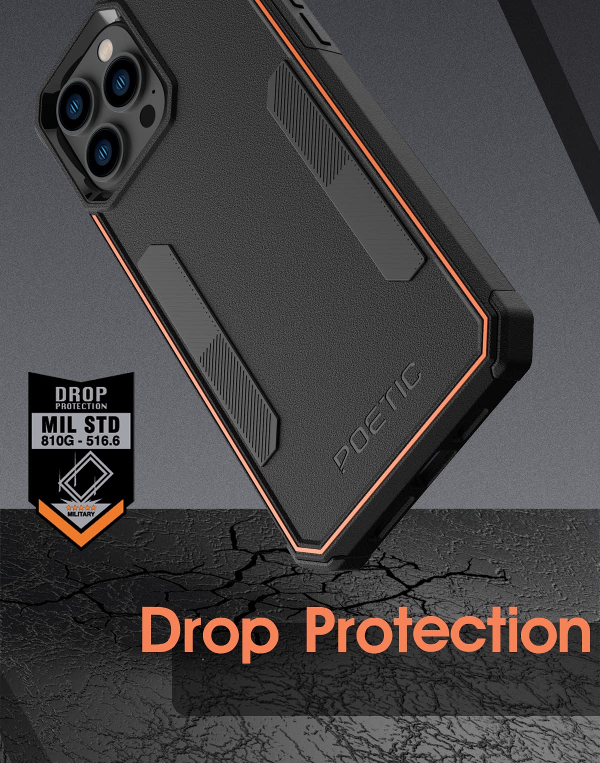 Poetic Custodia Neon per iPhone 14 Pro Max, resistente a doppio strato, sottile, antiurto, compatibile con ricarica wireless, antiscivolo, 6,7 pollici, nero