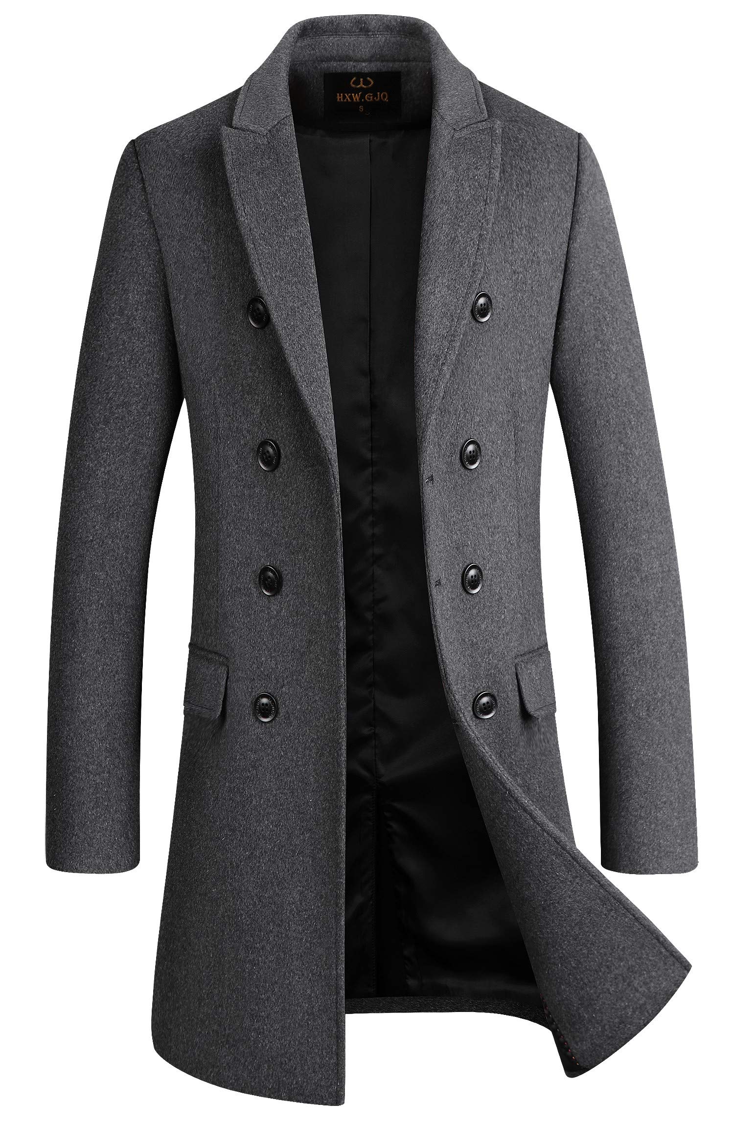 hxw.gjq Men's Premium Wool Blend Double Breasted Long Pea Coat-picture-12