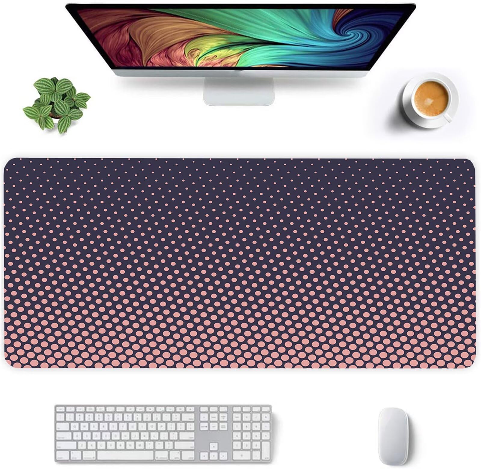 Alfombrilla Ratón XXL 1000x500x3mm Mouse Pad Grande Gaming,Alfombrilla Antideslizante,Tapete Escritorio con Bordes Cosidos,Alfombrilla Ratón para Jugadores, PC, Oficina, Lunares Rosas
