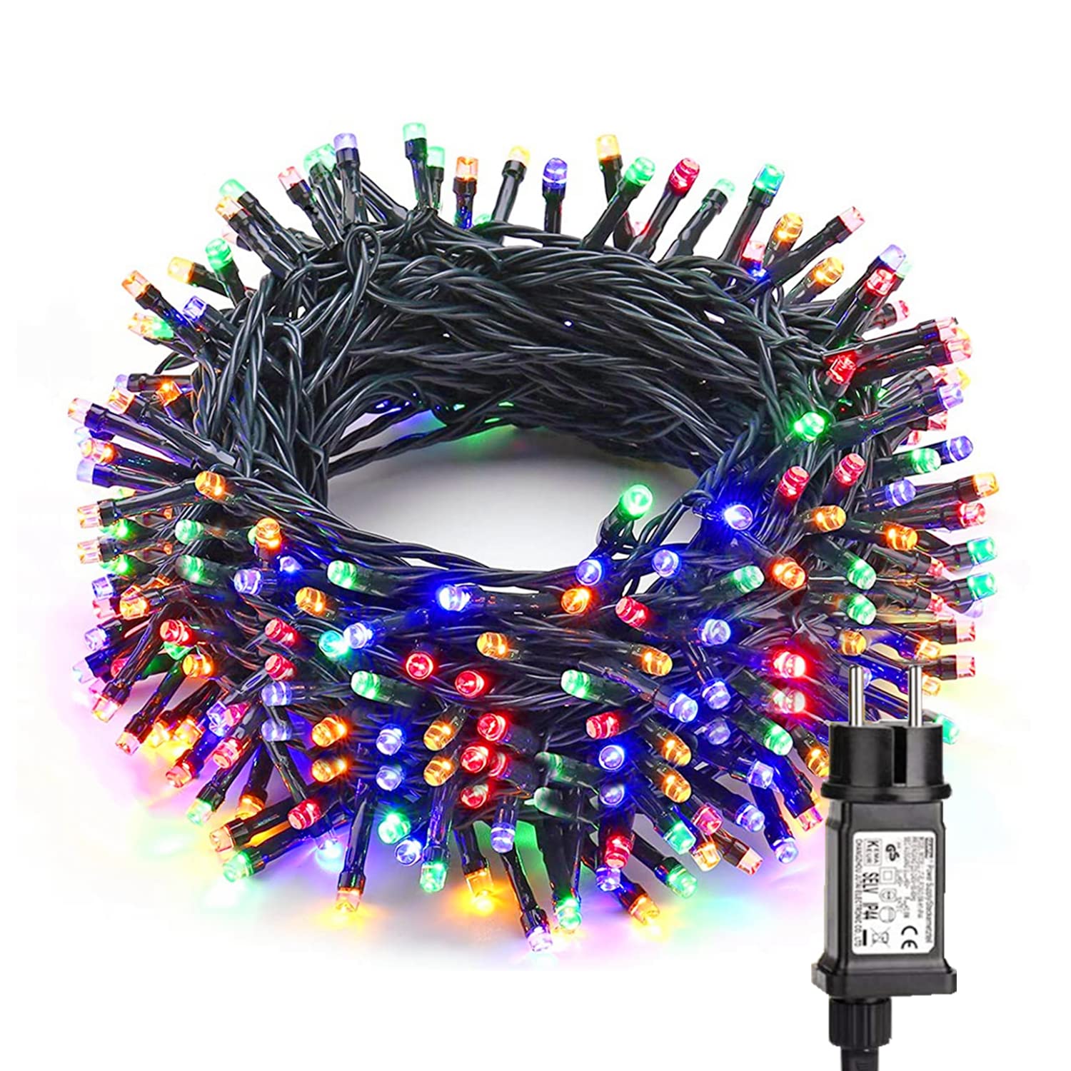 BrizLabs Natale Stringa Luci Led Colorato, 20M 200 LED 8 Modalità Luci Albero di Natale Impermeabile Catena Luminosa Catena di Luci Decorative per Natale Giardino Eventi Decorazioni