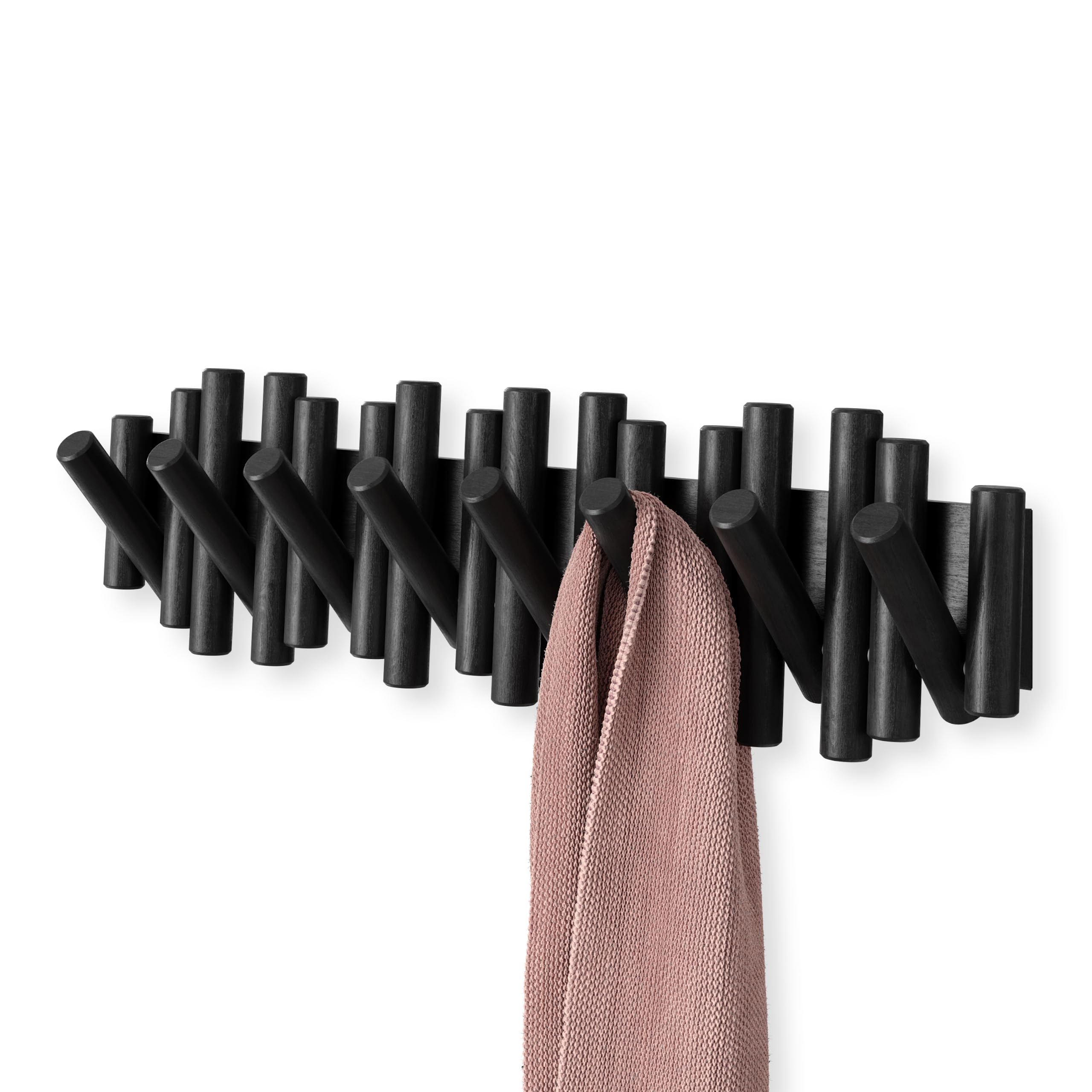 Umbra Picket Coat Rack, Wall Mount 8 Flip-Down Coat Hooks, Black โ image 1