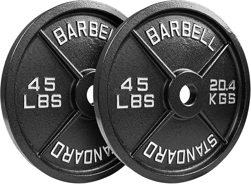 Steel Olympic Plates 45lb Pair - Olympic Standard Premium Coated 2x 45 Pound Weights