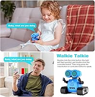 Vista 4 de Hamourd - Robots de juguete para niños y niñas, robot emo con función de walkie-talkie, detección de gestos, cabeza y brazos flexibles, movimiento