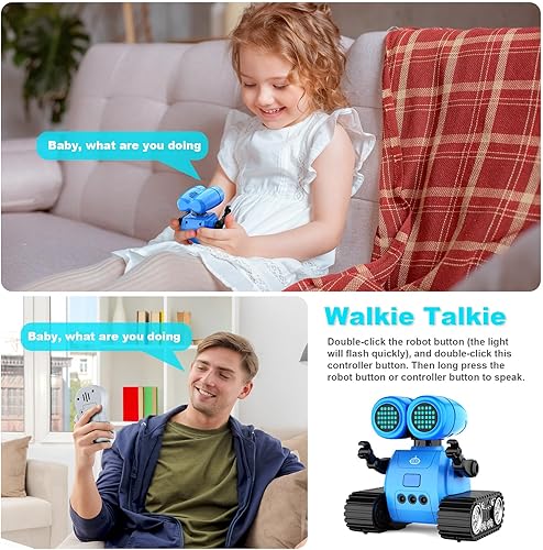 Miniatura 4 de Hamourd Juguetes robot para niños y niñas, robot emo con función Walkie-Talkie, detección de gestos, cabeza y brazos flexibles, movimiento de