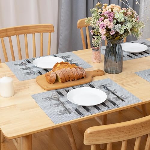 Miniatura 5 de Winknowl Juego de 4 manteles individuales, resistentes al calor, resistentes a las manchas, aislamiento de vinilo, duraderos, lavables, elegantes