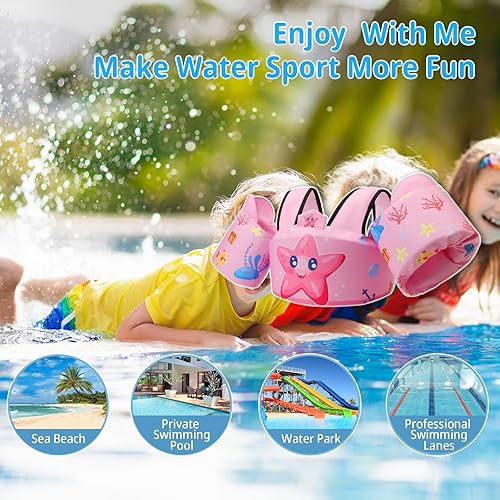 Miniatura 7 de Chaleco de natación para niños para aprender a nadar, chaleco de natación plegable para niños de 22 a 66 libras  niñas, mar, playa, piscina