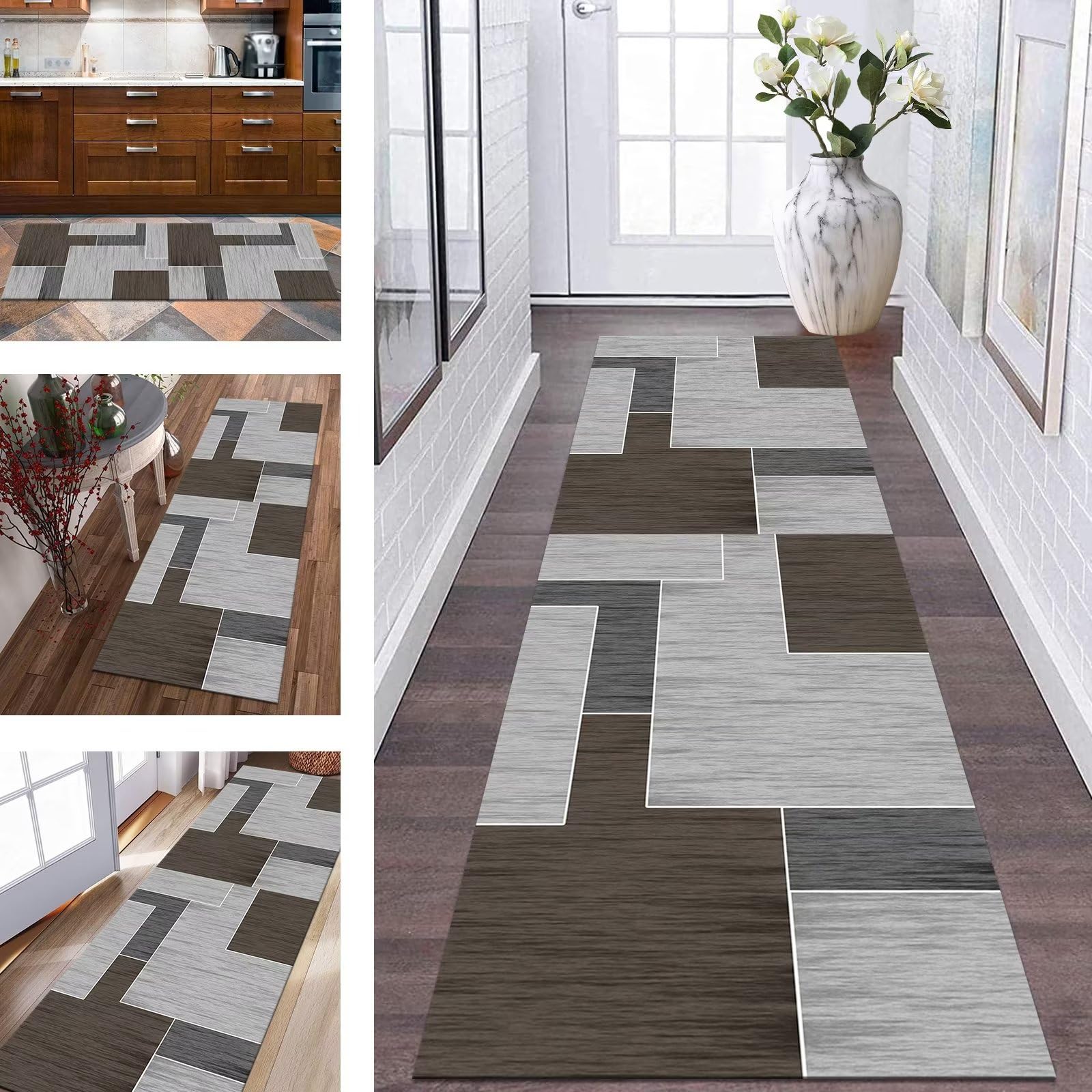 Tapis de couloir pour couloirs et entrées chaleureuses en gris