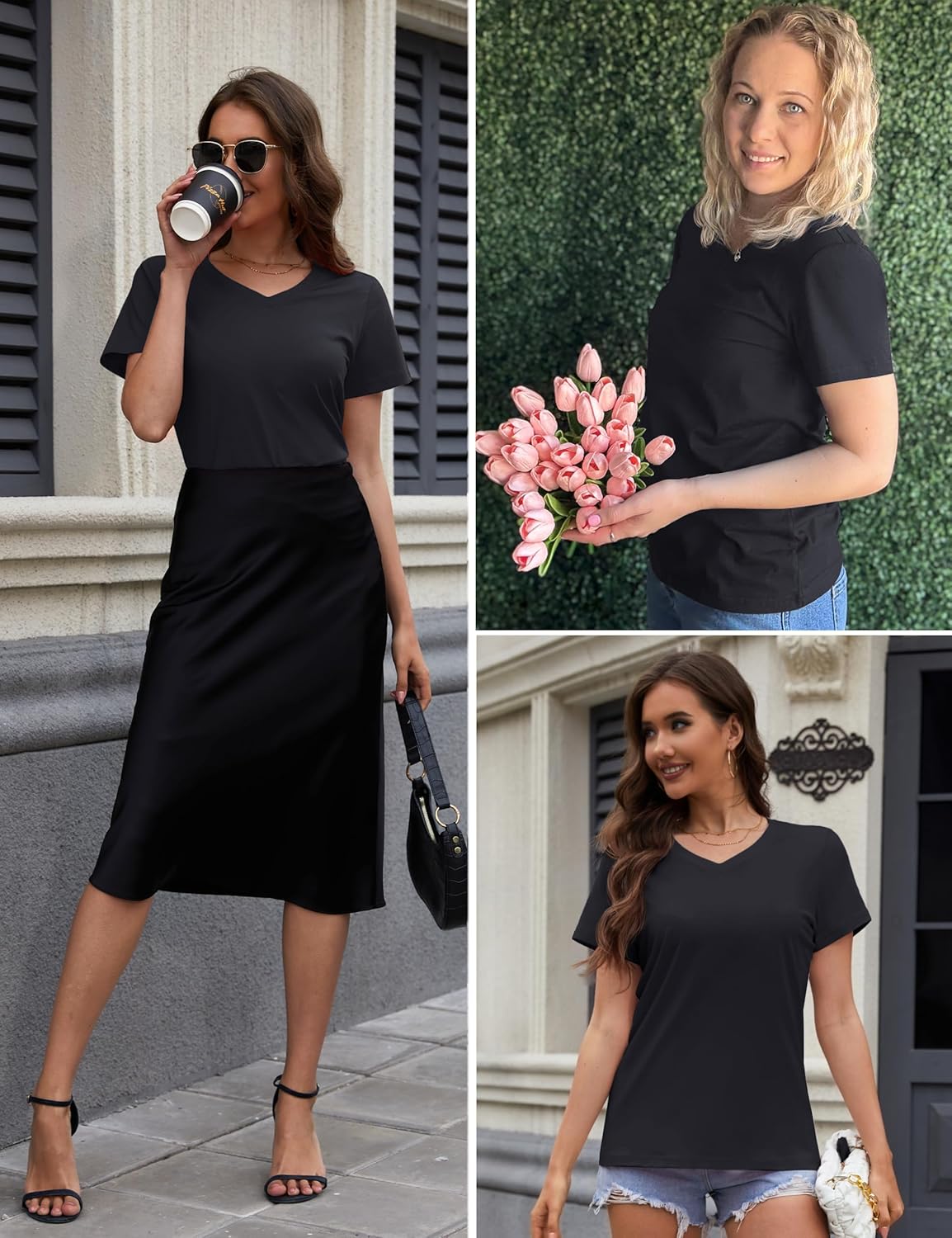 YUCOLEN Womens Cotton V Neck T Shirts Short Sleeve Summer Tops Casual Basic Tee Shirt 2026 Trendy Fashion Clothes - Image 5