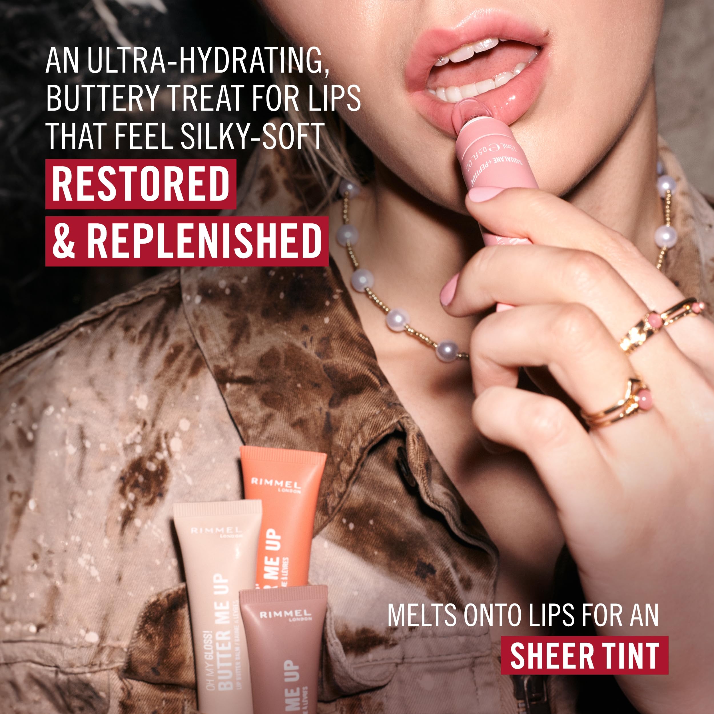 Rimmel Oh My Gloss! Butter Me Up, 003 Mellow Mocha, Moisturising Lip Butter Balm, Glossy and Sheer Tint, Ultra-Hydrating - Image 3