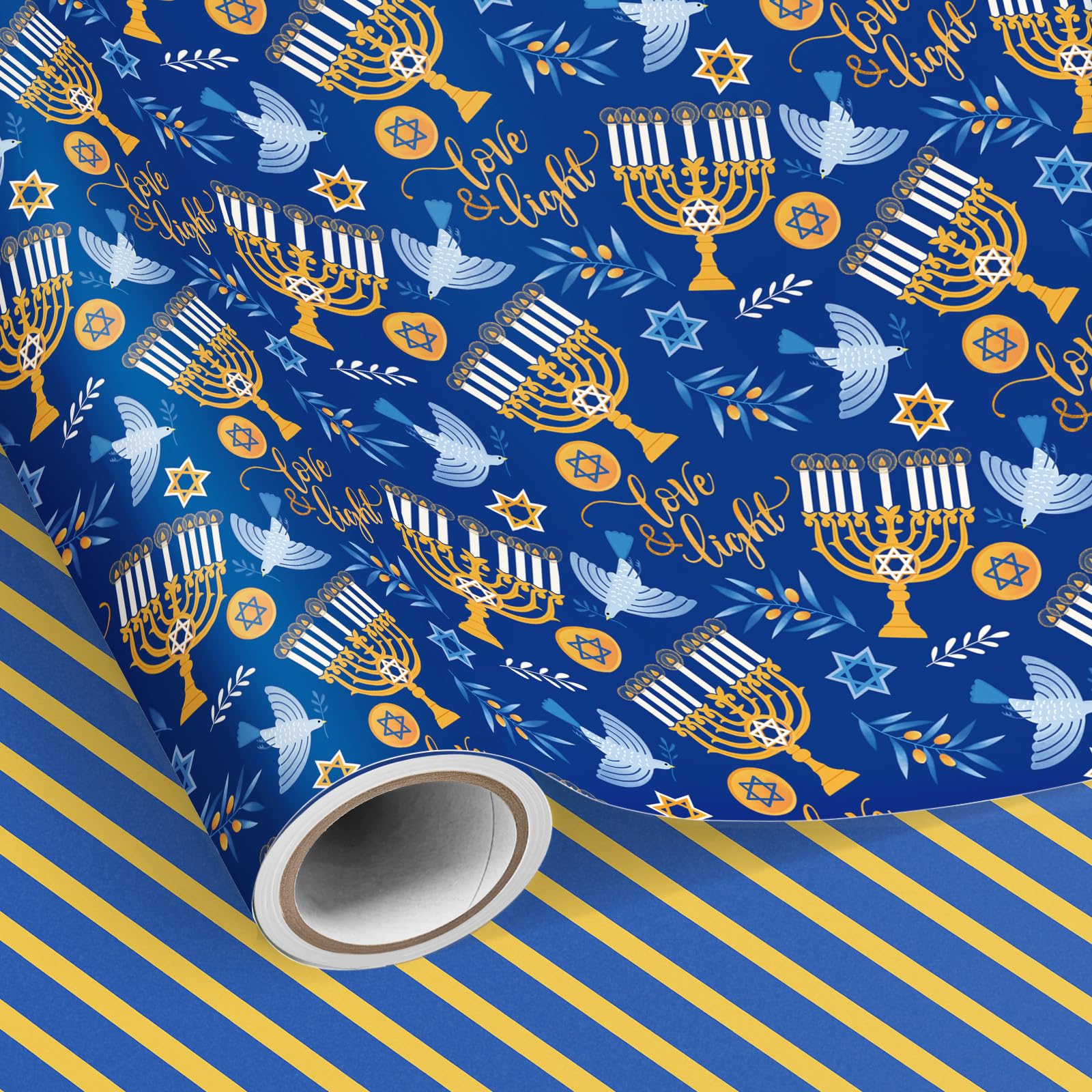 Neloheac Hanukkah Gift Wrapping Paper Roll 43CM x 10M Reversible
