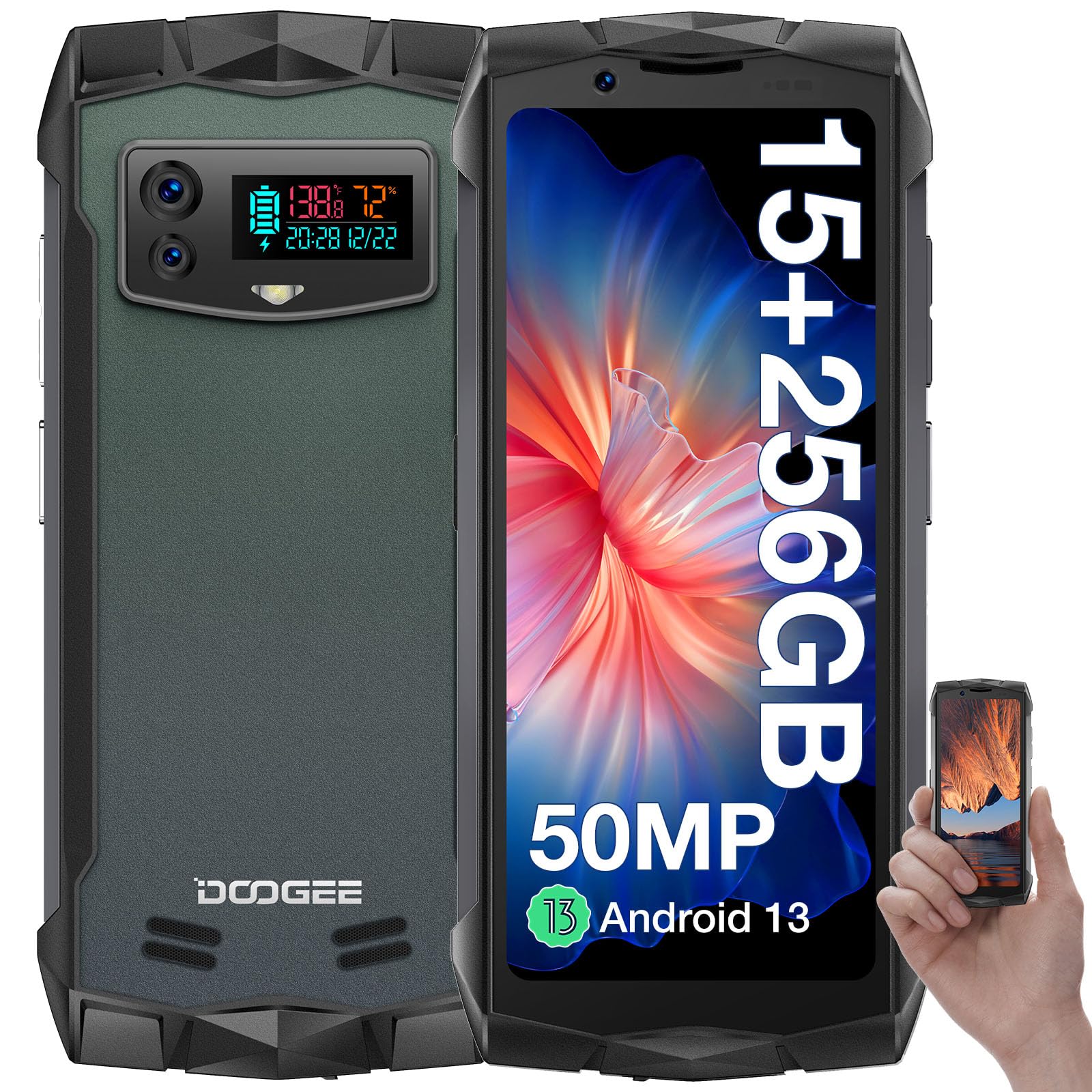 DOOGEE Smini Rugged Smartphone, Mini Phone 4.5 Inch QHD+, Android
