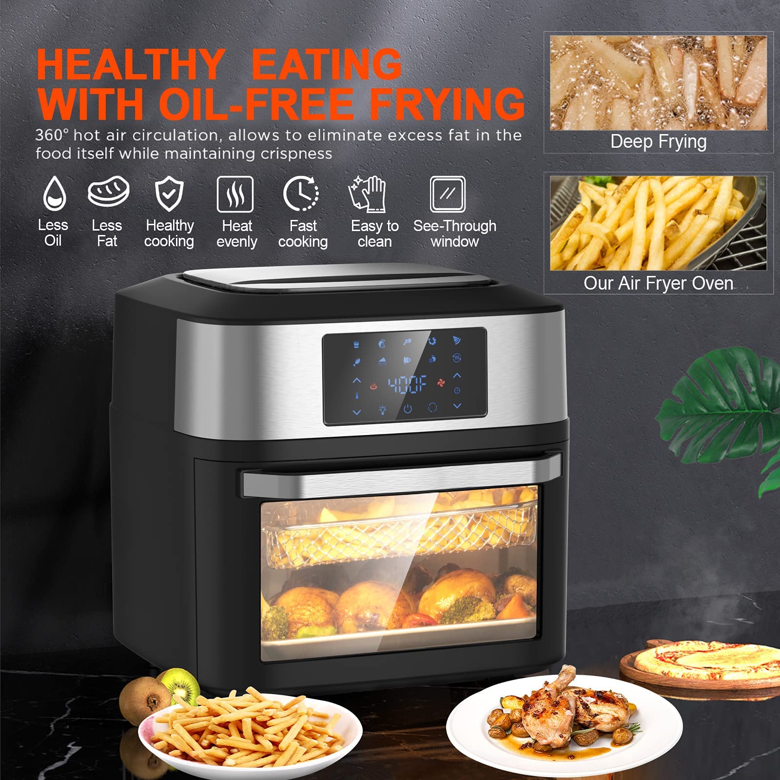 10in1 Air Fryer Oven, 20 Quart Airfryer Toaster Oven Combo, 1800W
