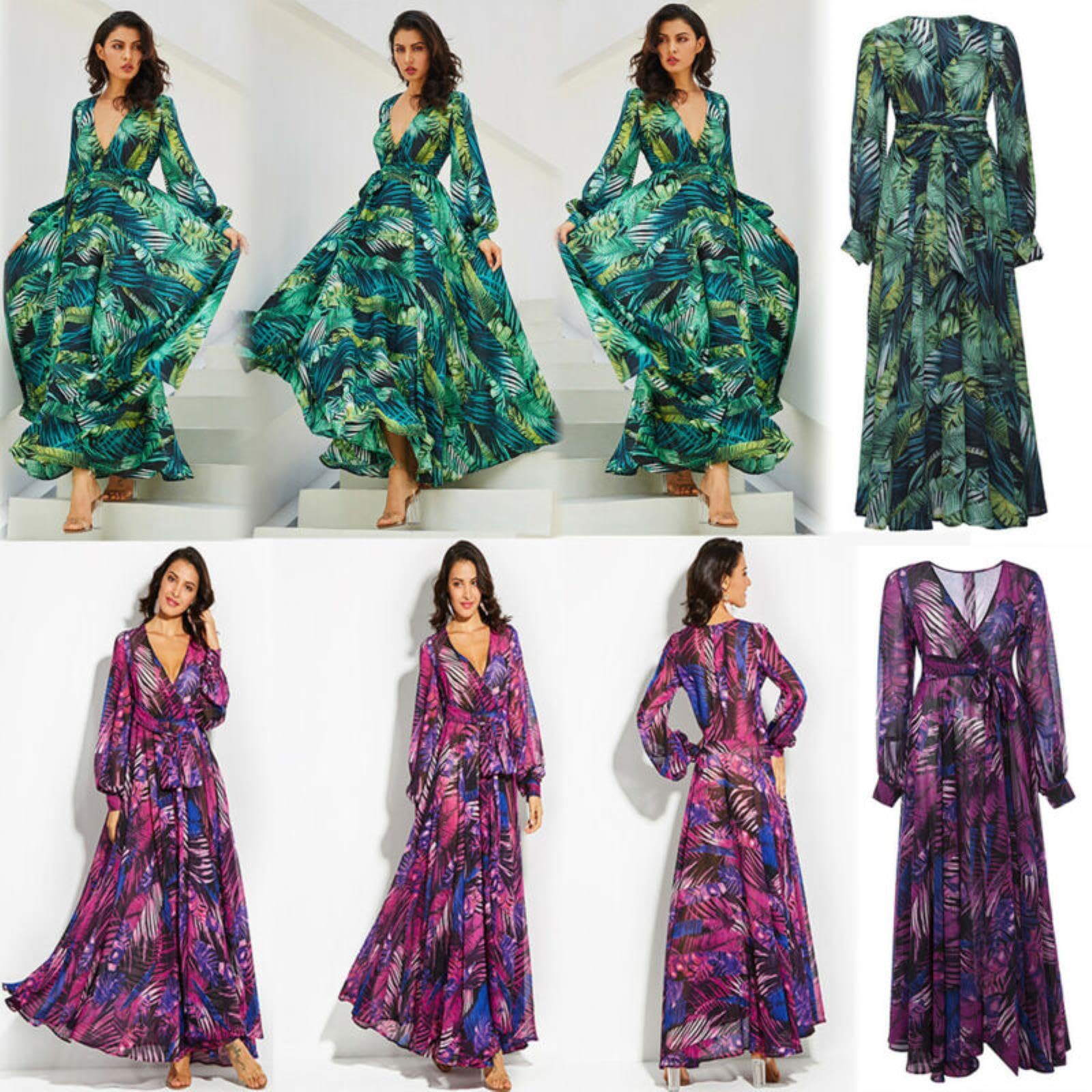 Abito da Donna Vintage Boho Abito da Sera Festa Autunno Inverno 2023 Abiti Eleganti a Maniche Lunghe Sexy Chic per Feste diurne e notturne