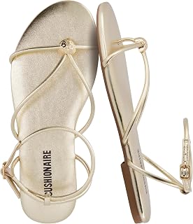 CUSHIONAIRE Tory Strappy Flat Sandals for Women, Toe Ring Sandals with Adjustable Buckle Ankle Strap, Wrap Style