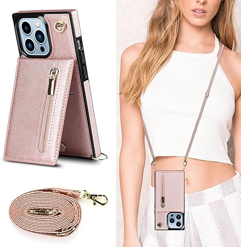 Miniatura 6 de Newgoodcase Funda compatible con iPhone 13 Pro Max de 6.7 pulgadas, a prueba de golpes, con cremallera, bolsillo y correa de hombro, elegante funda