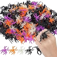 Vista 1 de 248 anillos de araña de Halloween a granel para recuerdos de fiesta, anillos de araña de plástico que brillan en la oscuridad para decoración