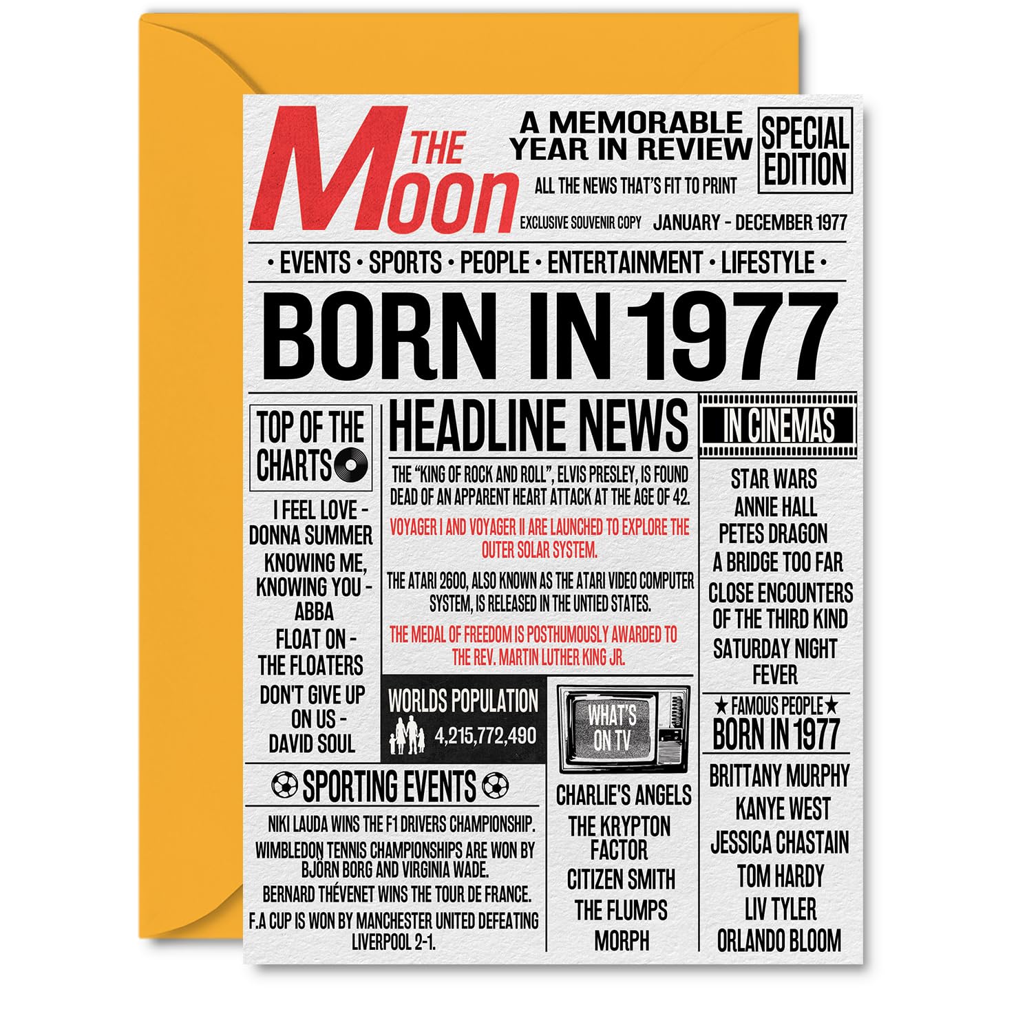 49th Birthday Cards for Women Men - Born In 1977 Newspaper - Happy 49 Birthday Card for Dad Mum Aunt Uncle Vintage Retro Back In 1977, A5 Bday Greeting Cards