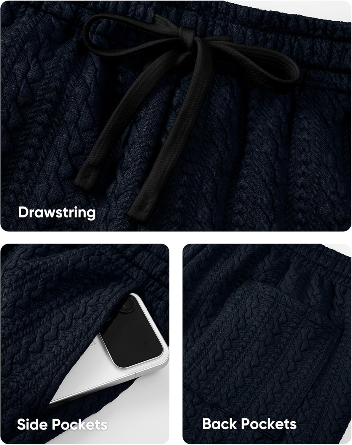JMIERR Men's Casual Shorts 7.5 Inch Cable Knit Drawstring Elastic Waist Summer Beach Sweat Shorts for Lounge & Vacation - Image 9