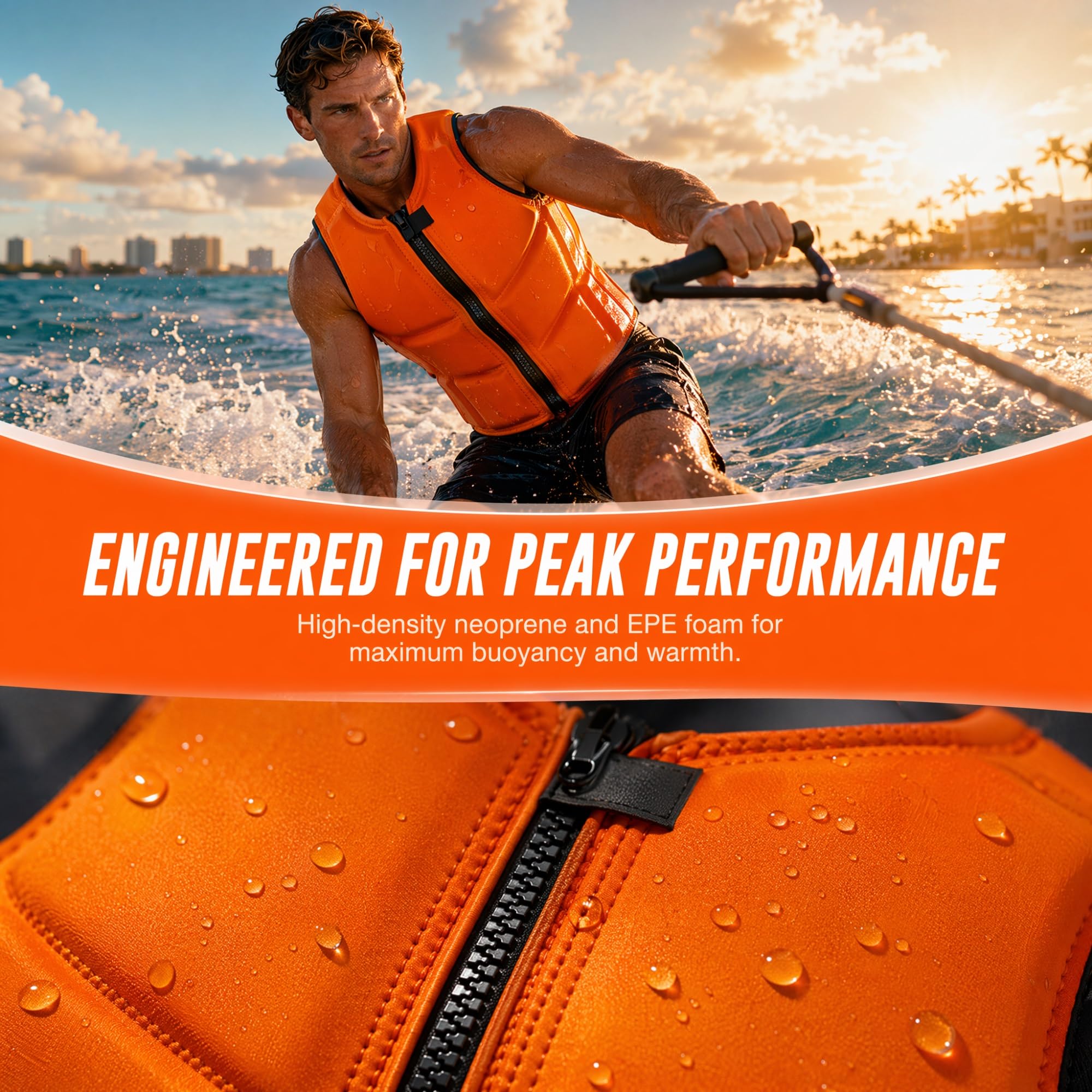 Chaleco de Natación para Adultos y Niños, Chaqueta de Flotación de Neopreno de Alta Flotabilidad, Equipo de Snórkel con Cremallera Frontal para Kayak, Paddle Surf y Surf