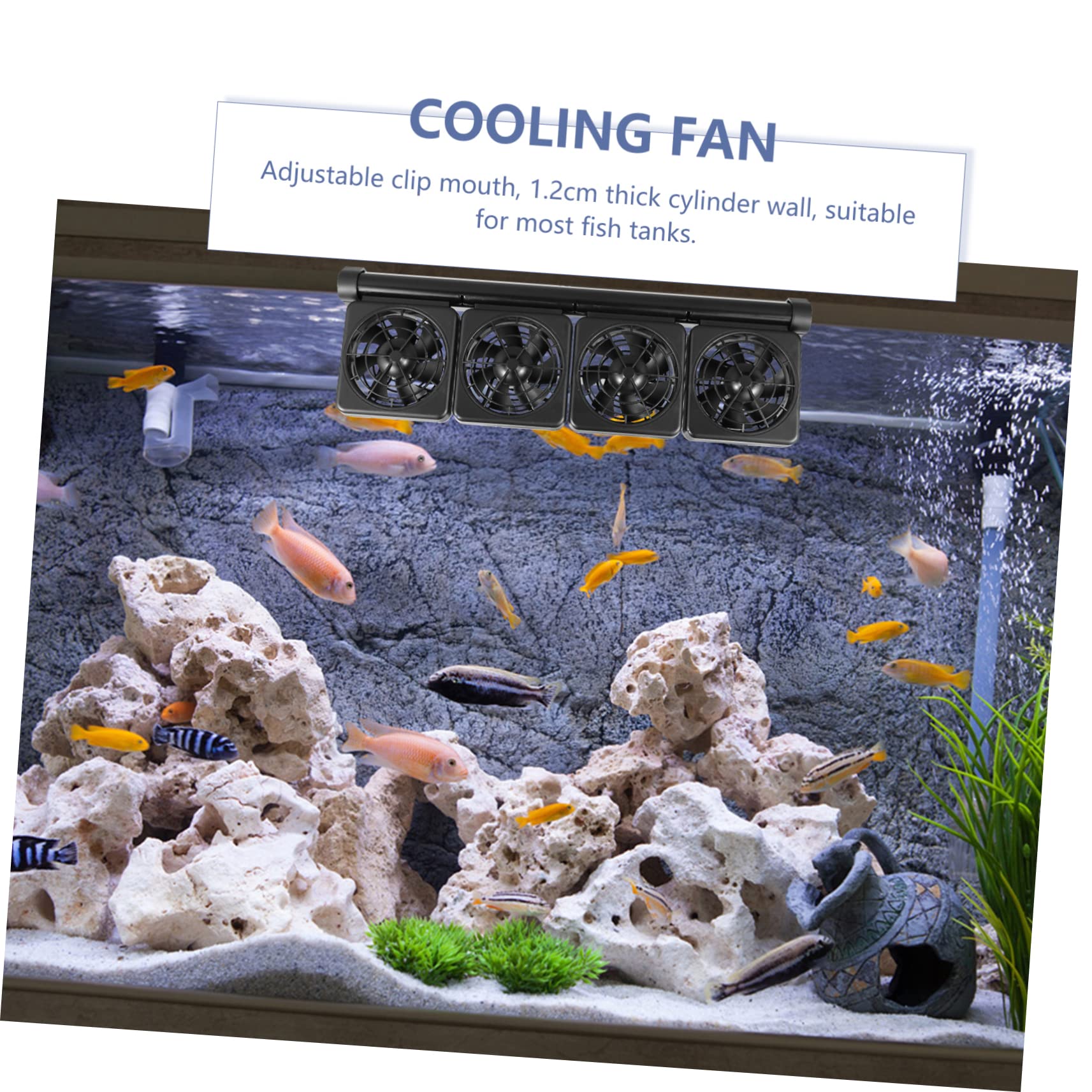 ibasenice Wasserkühlventilator zur Effektiven Aquarien Kühlung aus Kunststoff und Aluminiumlegierung mit Verstellbarem Klemmverschluss und 2-stufiger Windgeschwindigkeit für Aquarium