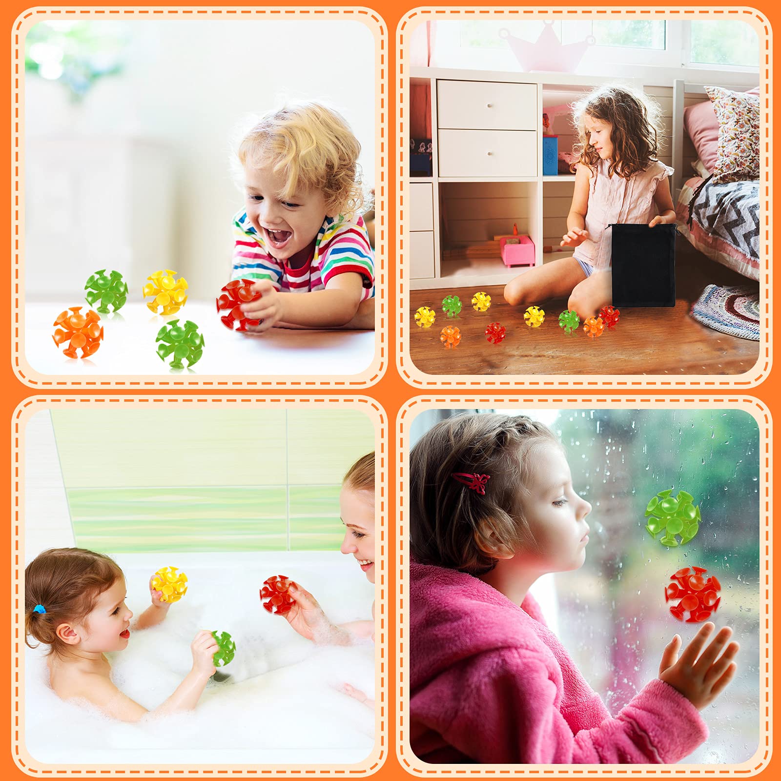 WOONEKY 20 Bolas Con Ventosas De PVC - Pelotas Divertidas Que Brillan, Juego Creativo Para Niños