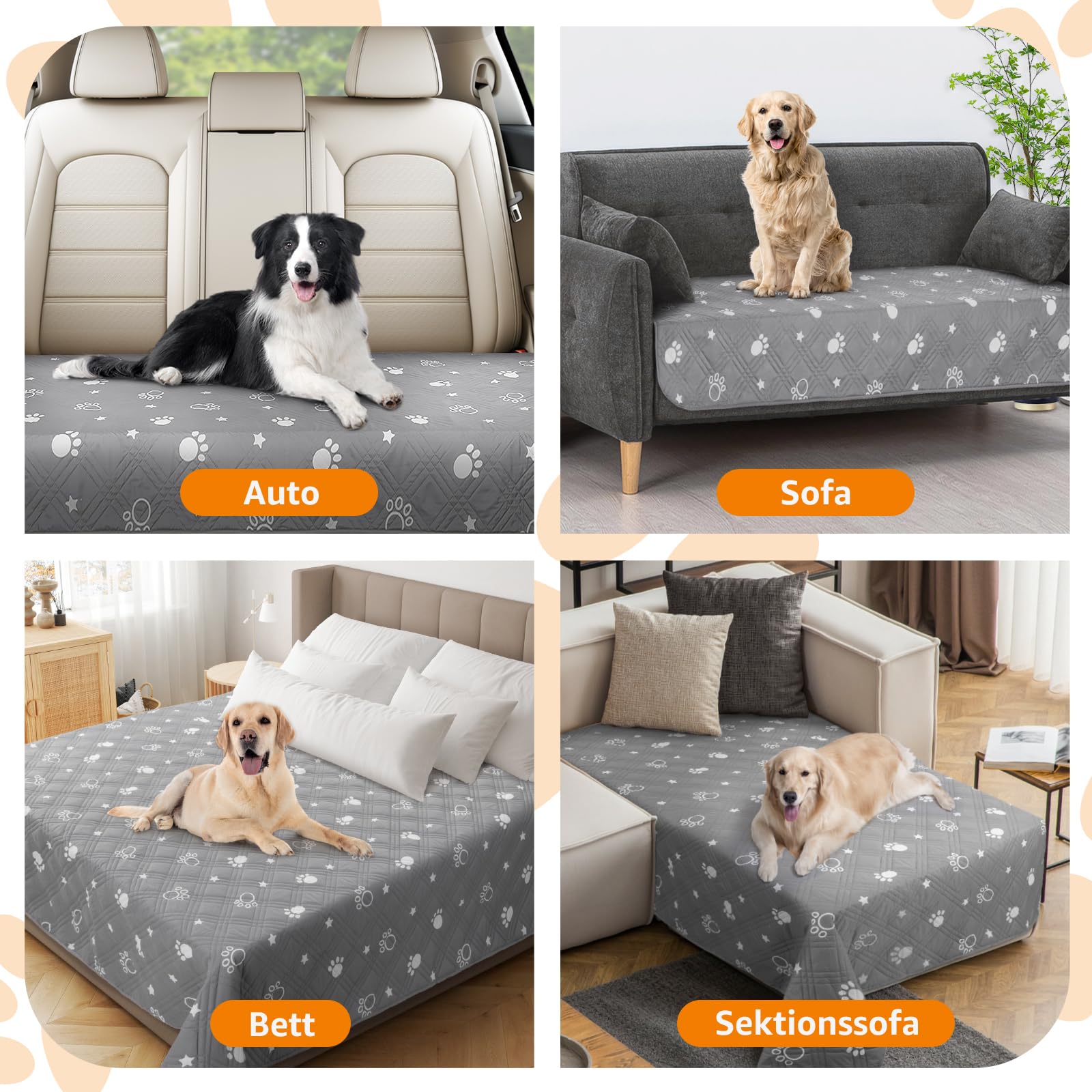 PICK FOR LIFE 157 x 208 cm mantas impermeables para perros, mantas lavables para mascotas, almohadillas antideslizantes para cachorros, proporcionan una cobertura completa y protección para su sofá,