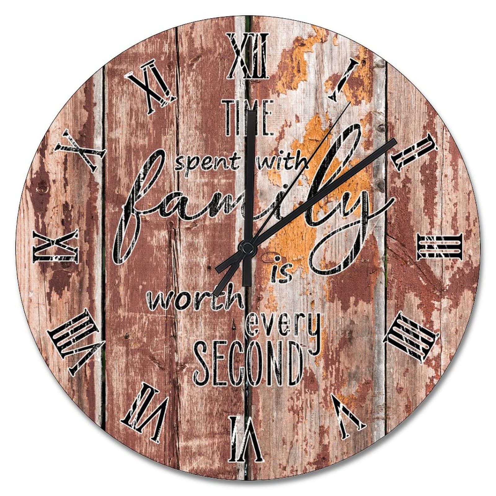 Grande horloge murale vintage en bois de 38 cm pour cuisine chaleureuse