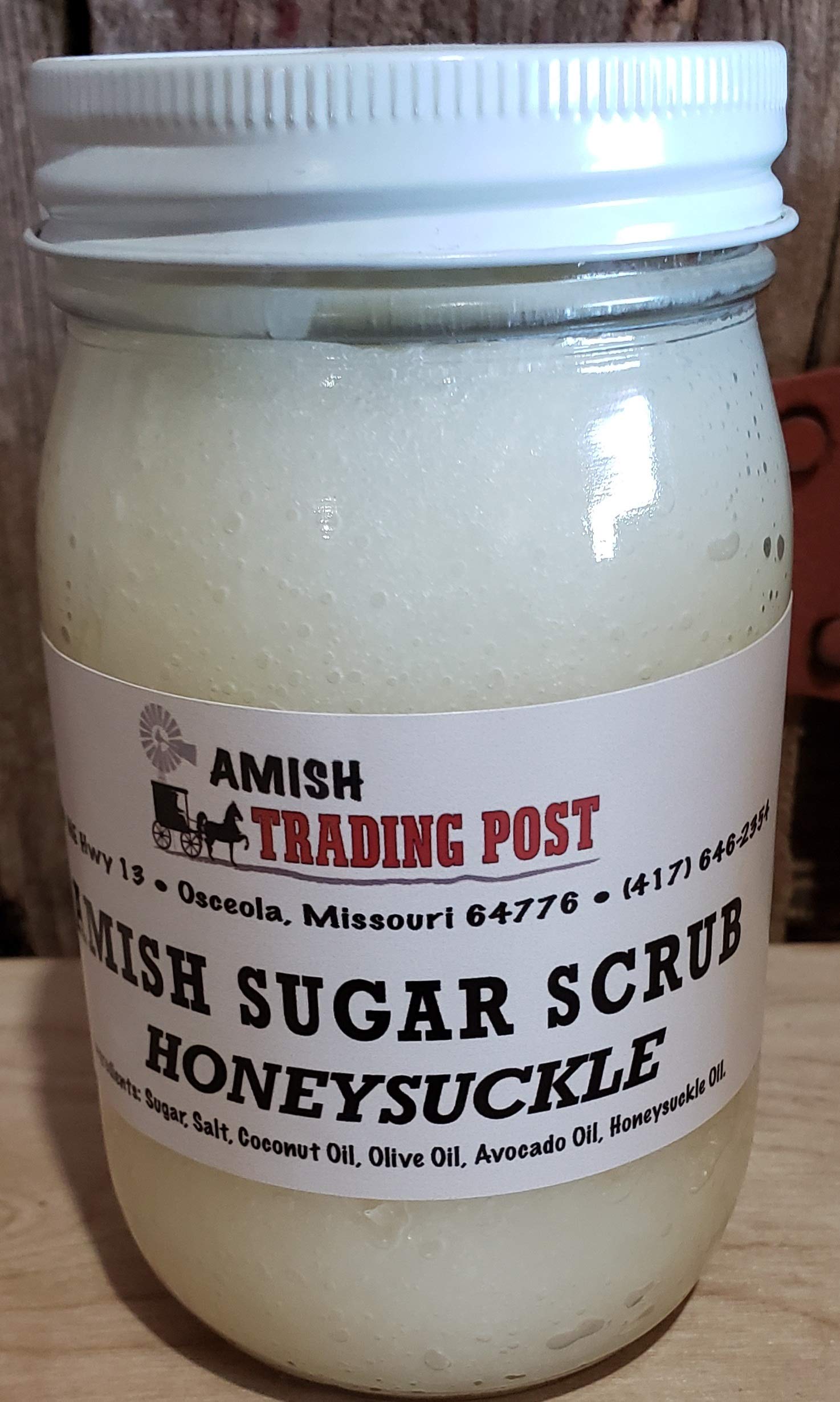 Amish Sugar Scrub all Natural Homemade Product! 1 pint glass jar Facial Scrub (Honeysuckle)