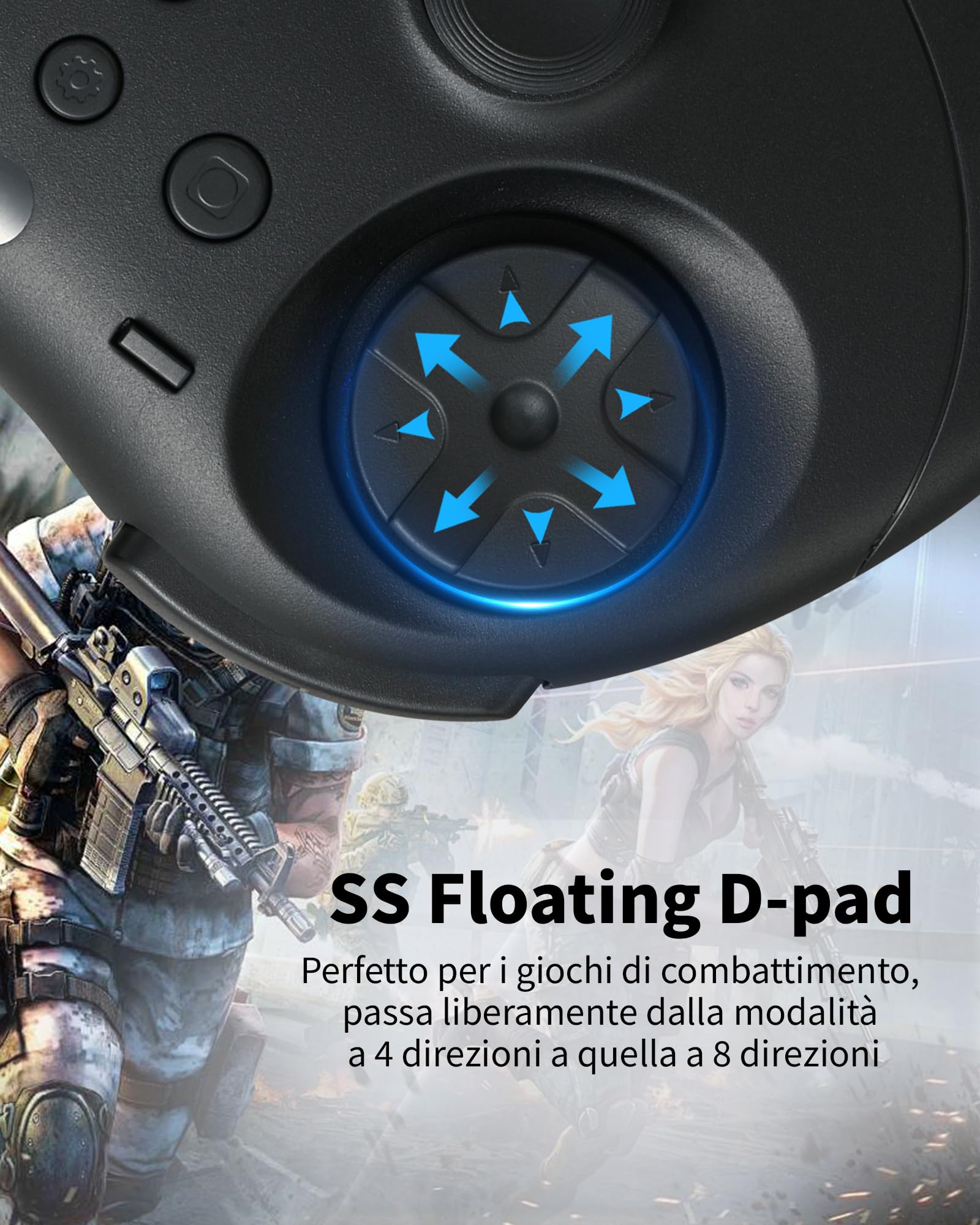 GuliKit Elves 2 Pro Wireless Controller per Switch 1/2, PC, Android, iOS, Joystick ad Effetto Hall, Rotary Rumble, Giroscopio a 6 assi, Durata della Batteria di 20 ore, D-Pad (Nero)