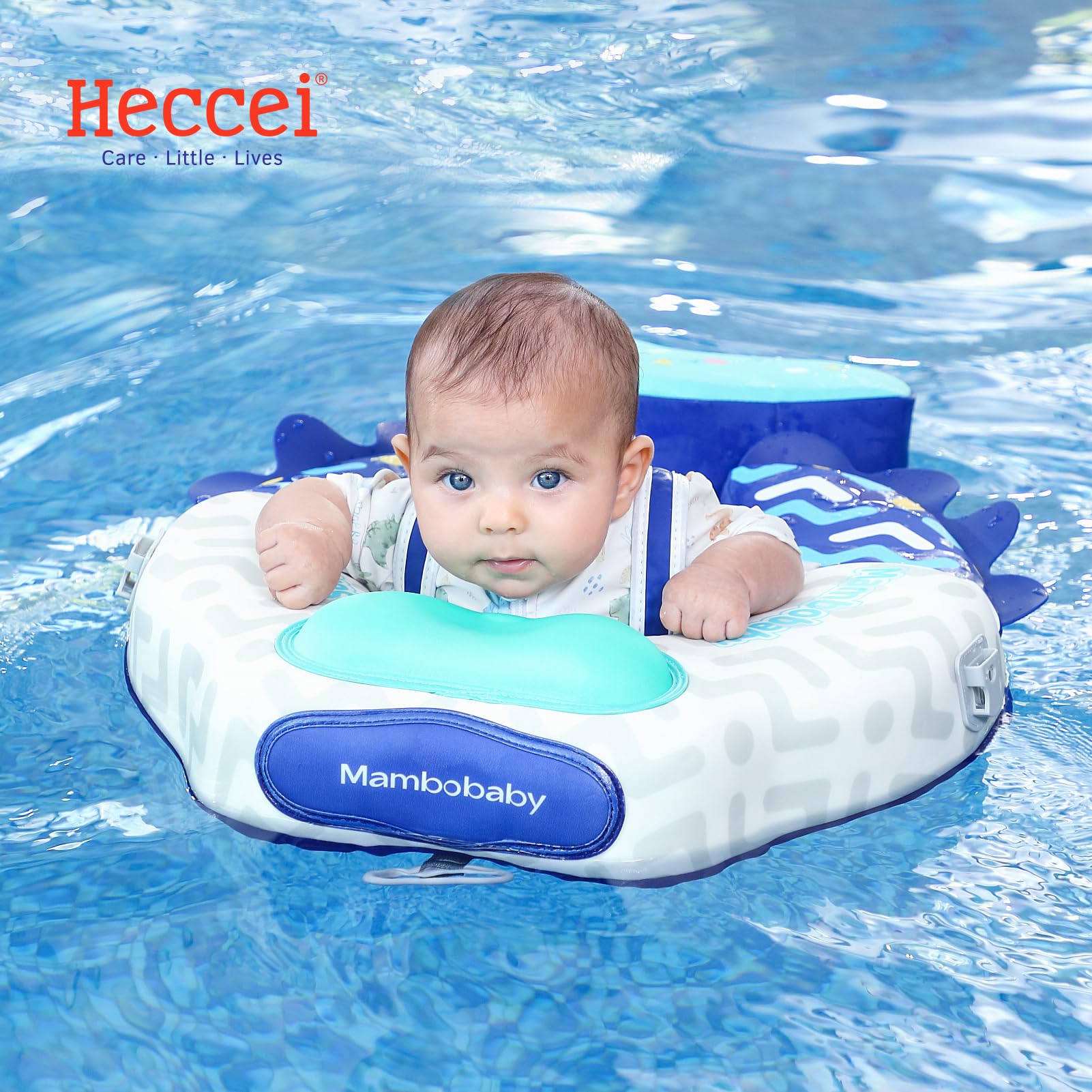 HECCEI Premium Schwimmring Baby Pannensicher, Mambobaby Nicht Aufblasbarer Schwimmhilfe, Hautfreundlicher Schwimmreifen Baby Perfekte Schwimmtrainer Swim Float für Baby 3-24 Monate