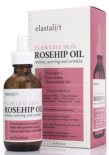 Elastalift Aceite de rosa mosqueta para la cara con vitamina C y pepino El aceite facial puro de rosa mosqueta ayuda con arrugas cicatrices y
