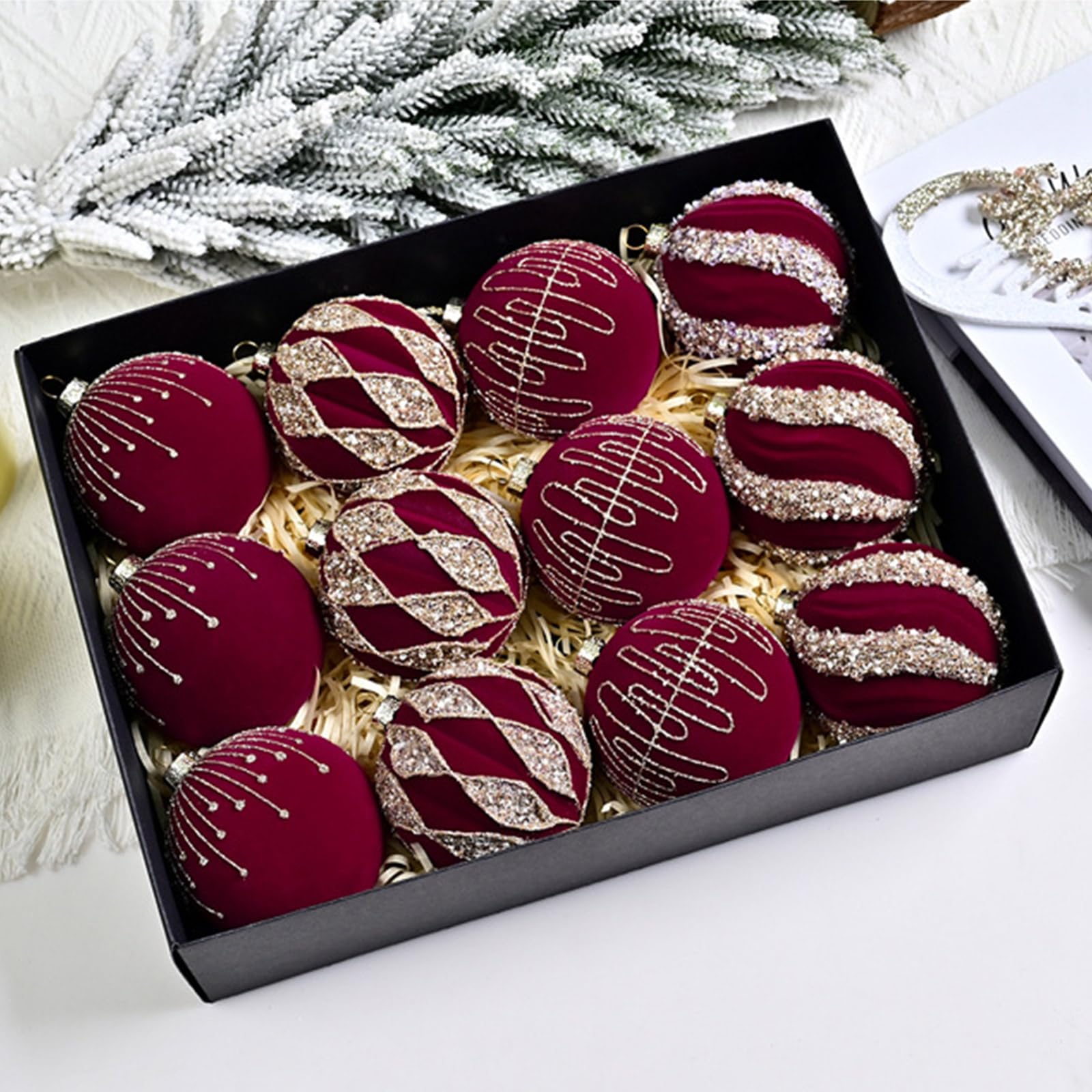 12 decorazioni scintillanti per l ' albero con palline Natale da appendere per decorazioni natalizie per interni esterni